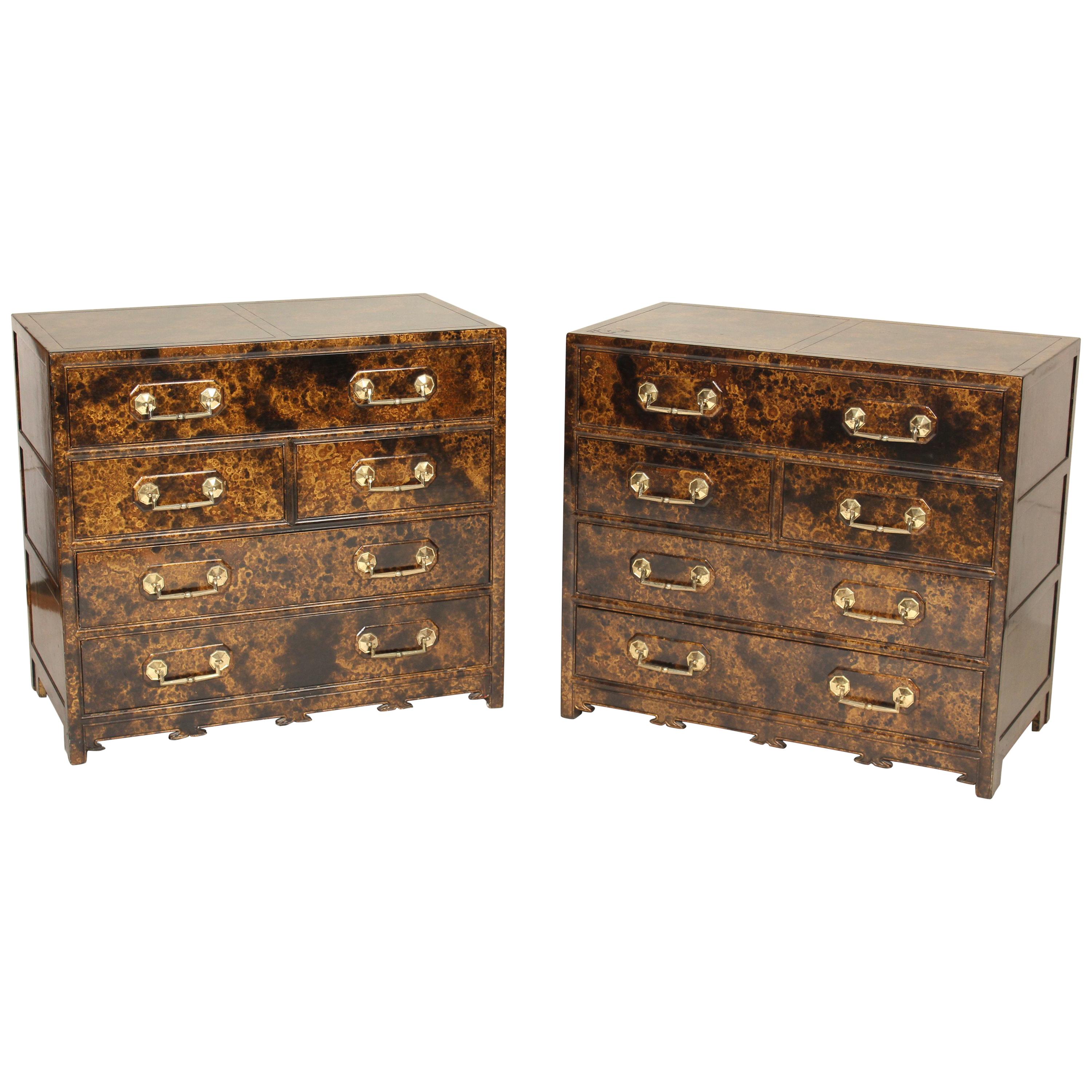 Pair of Lacquered Commodes by Baker
