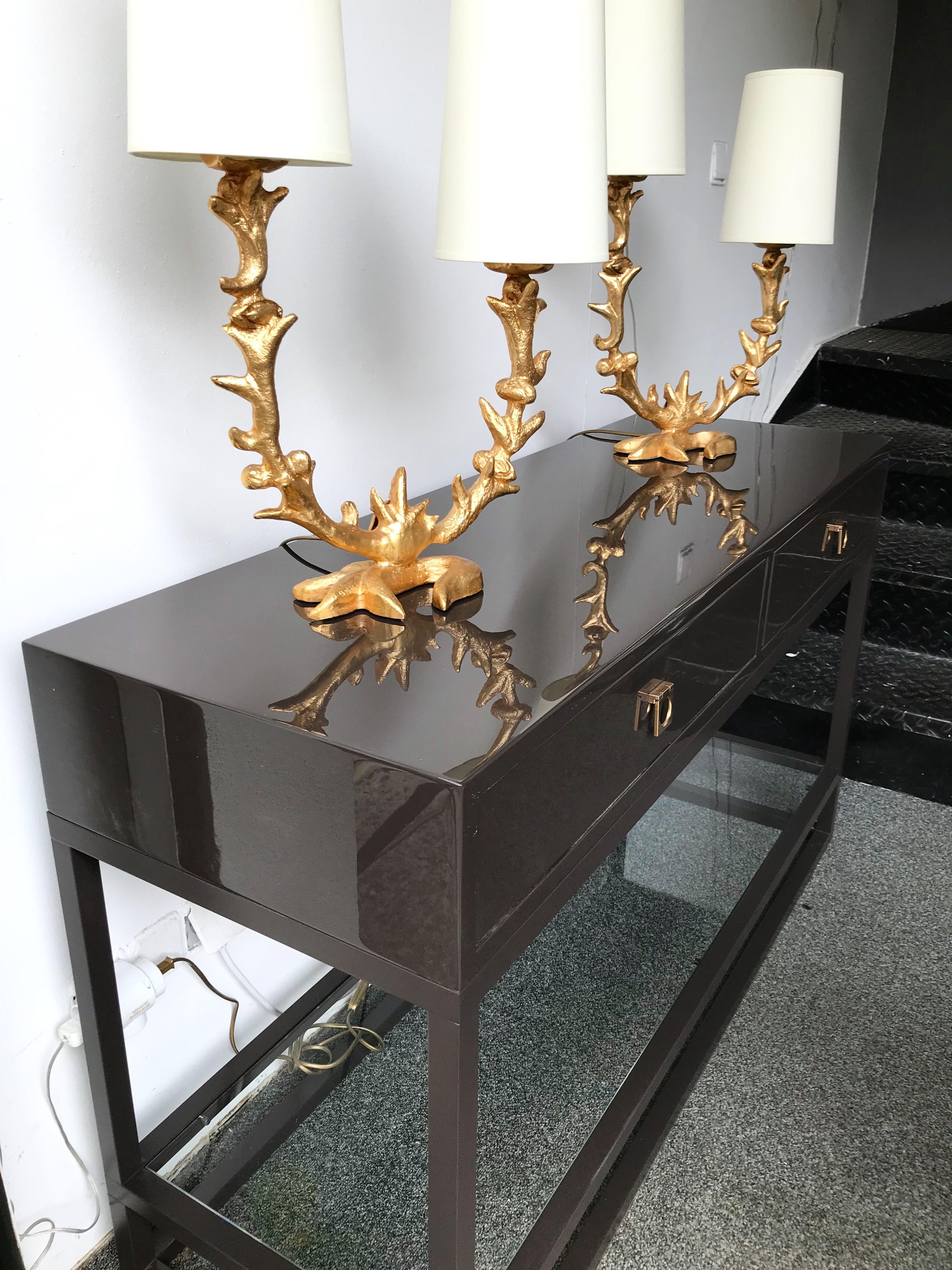 Pair of Lacquered Console by Guy Lefevre for Maison Jansen, France, 1970s 2