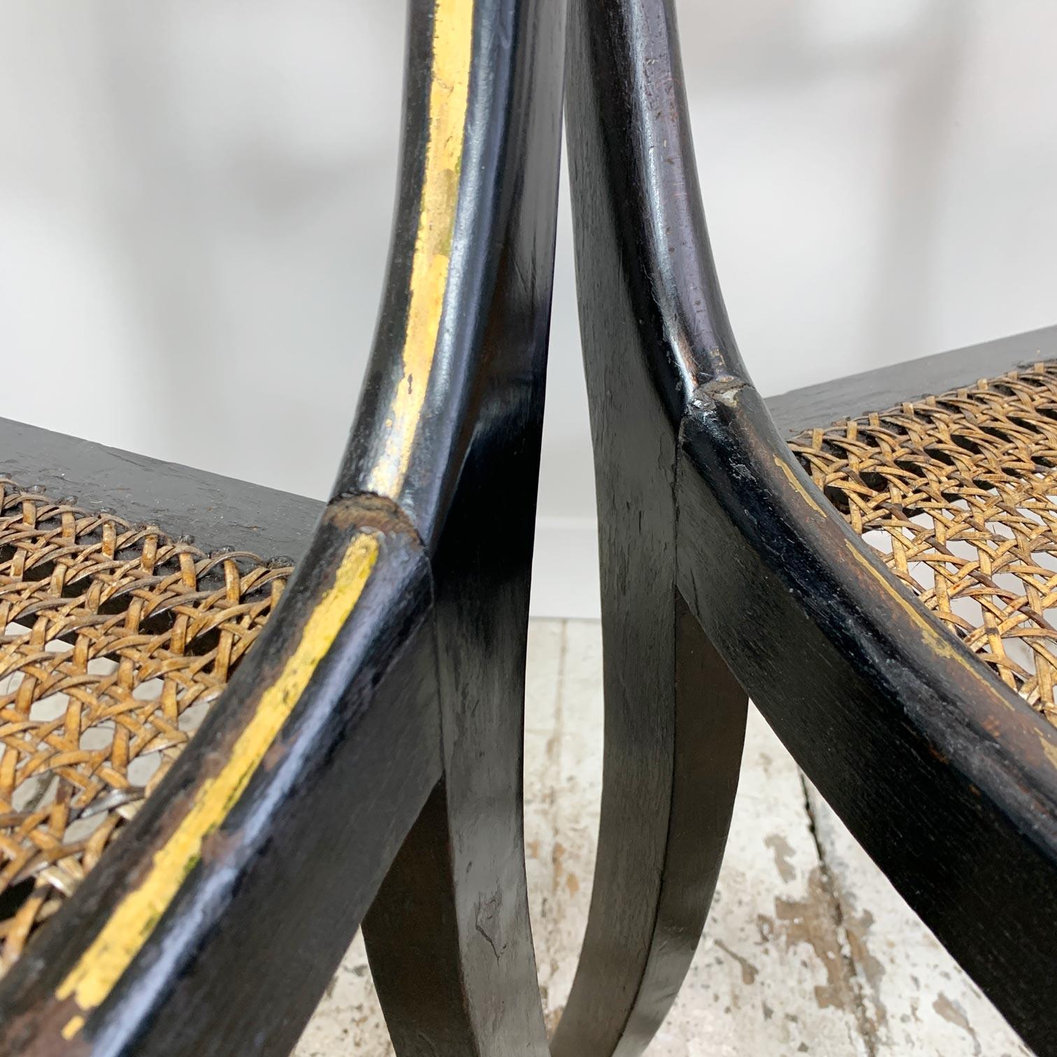 Pair of Black Ebonised and Parcel Gilt Egyptian Revival Regency Chairs 8