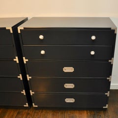 Pair of Lacquered Five-Drawer Campaign Chests by Bernhardt