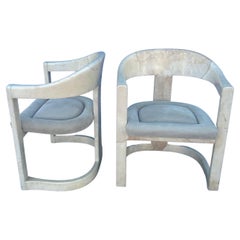 Pair of Lacquered Goatskin Wrapped "Onasis" Chairs by Karl Springer