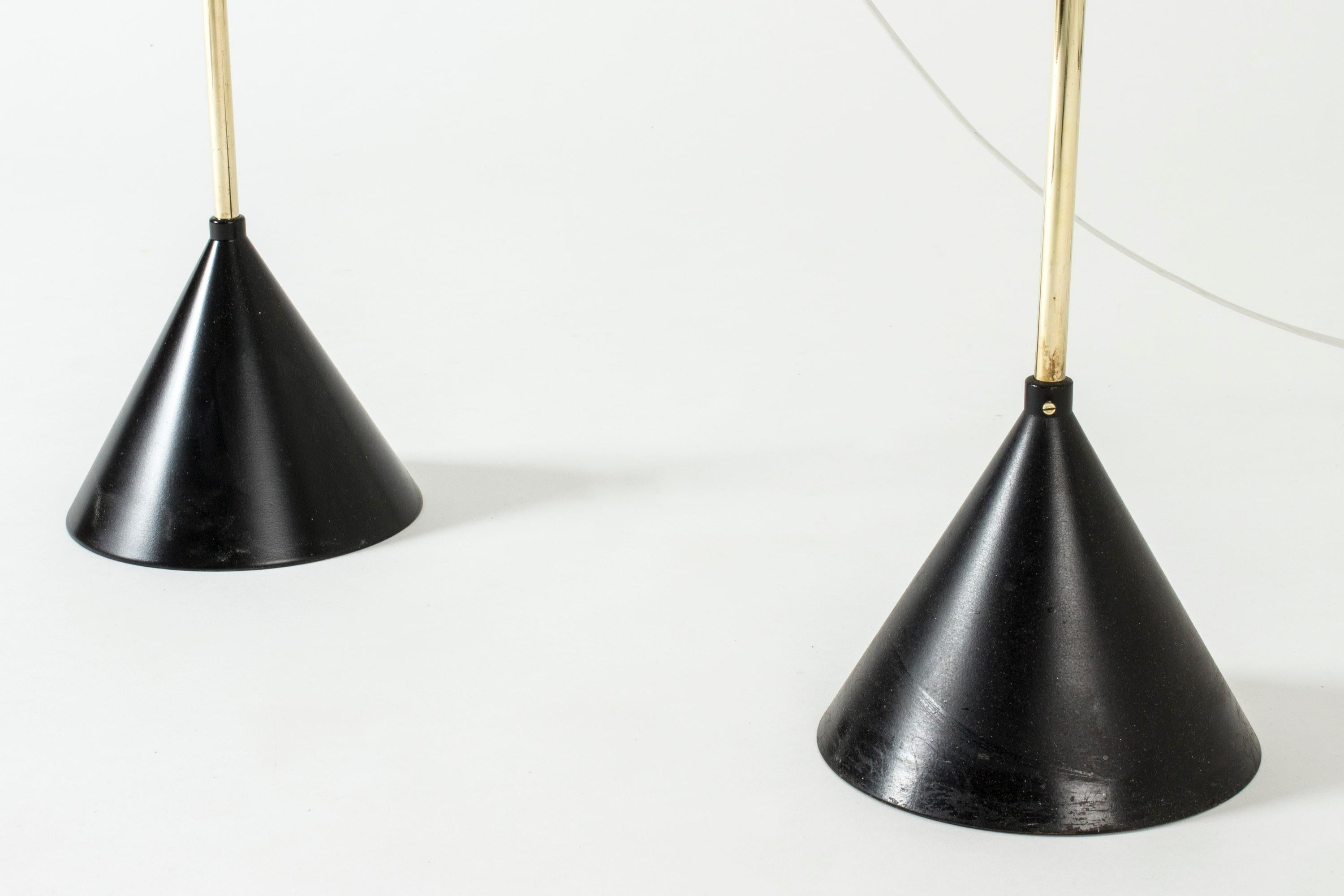 Mid-20th Century Pair of Lacquered Metal and Brass Floor Lamps by Tapio Wirkkala for Idman Oy