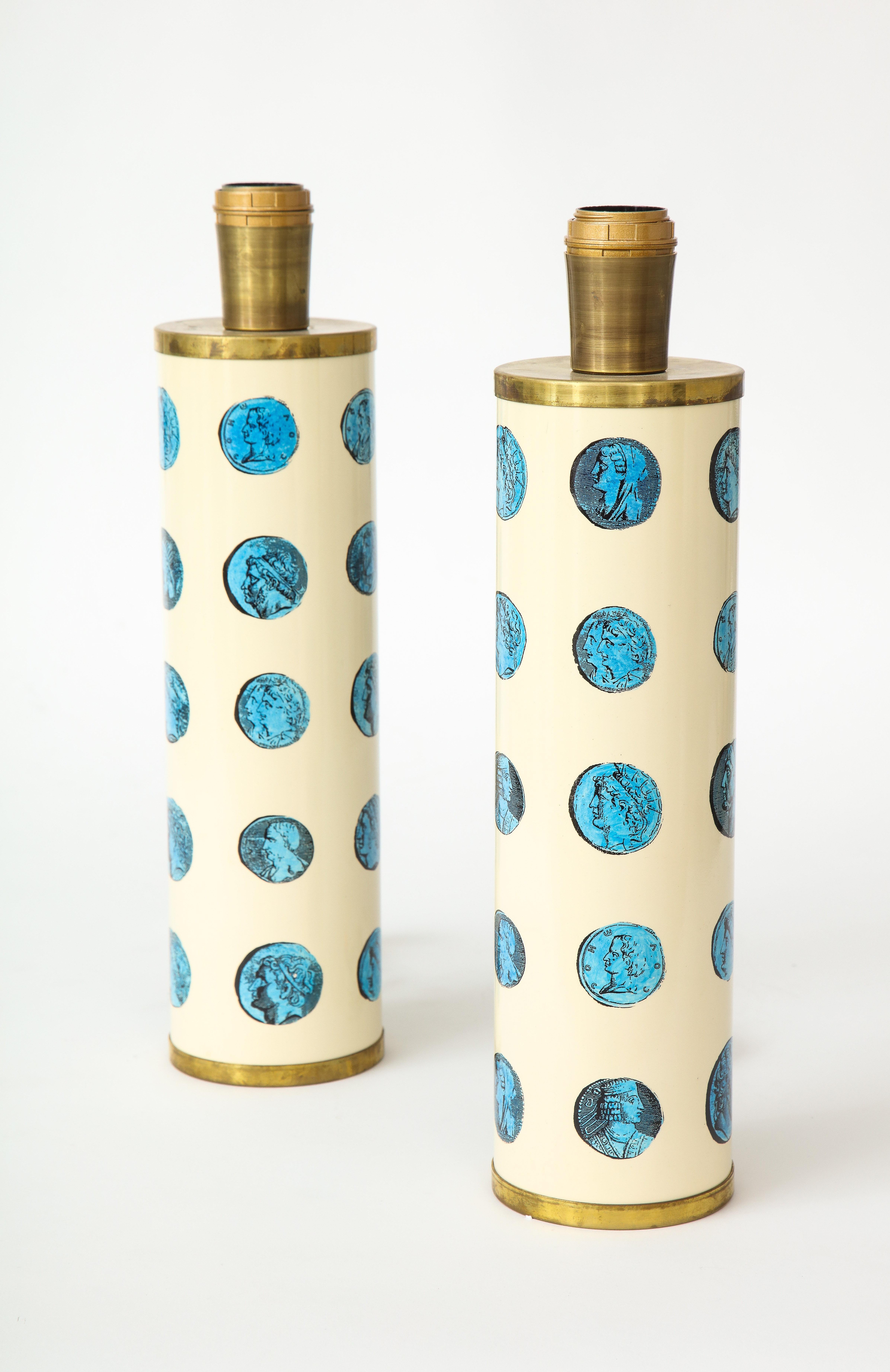 Pair of Lacquered Metal Lamps by Piero Fornasetti 1