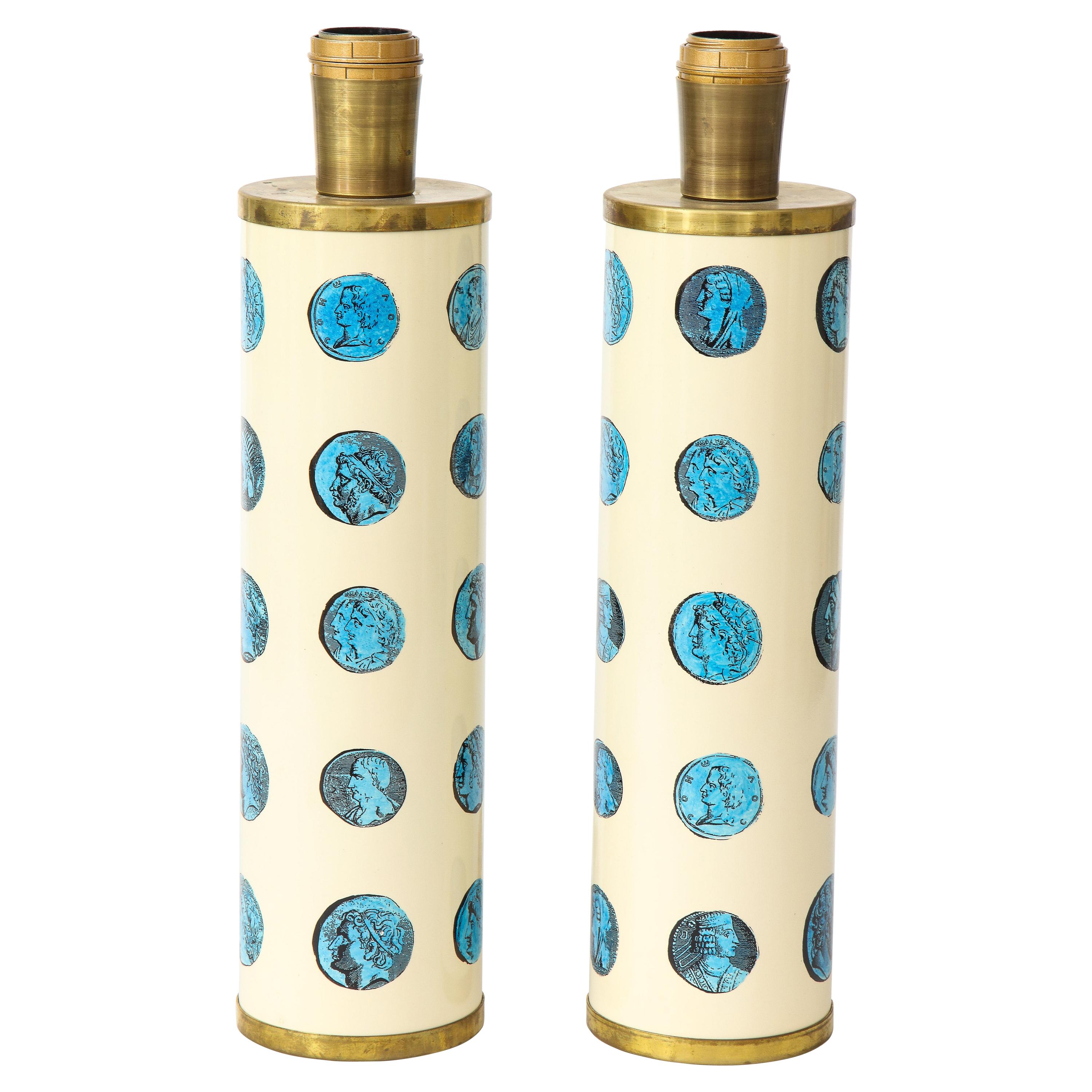 Pair of Lacquered Metal Lamps by Piero Fornasetti