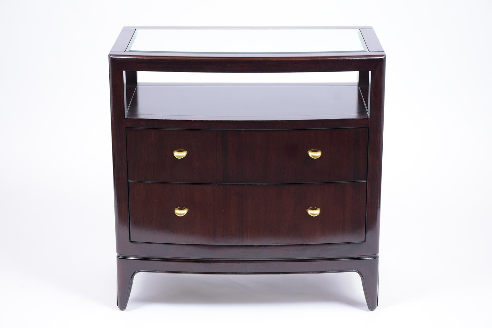 Beveled Pair of Lacquered Modern Nightstands