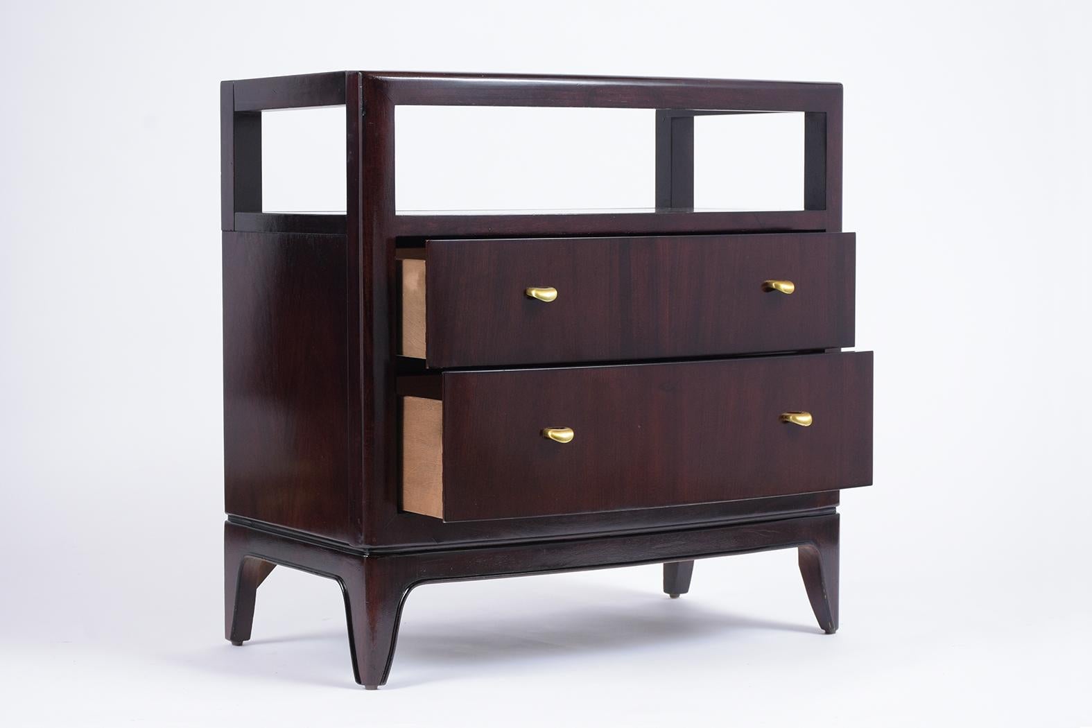 Mahogany Pair of Lacquered Modern Nightstands