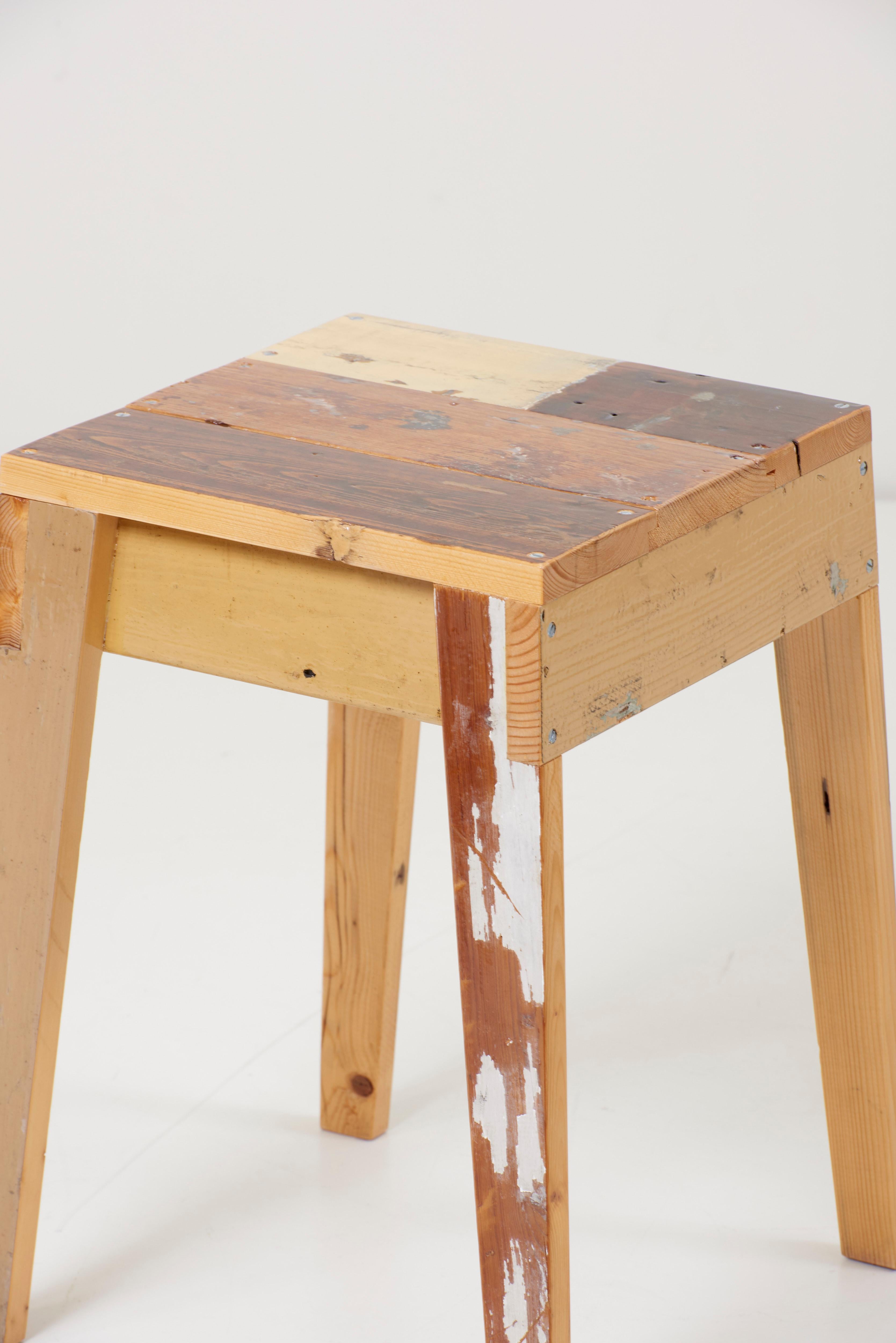 Wood Pair of Lacquered Oak Stools by Piet Hein Eek