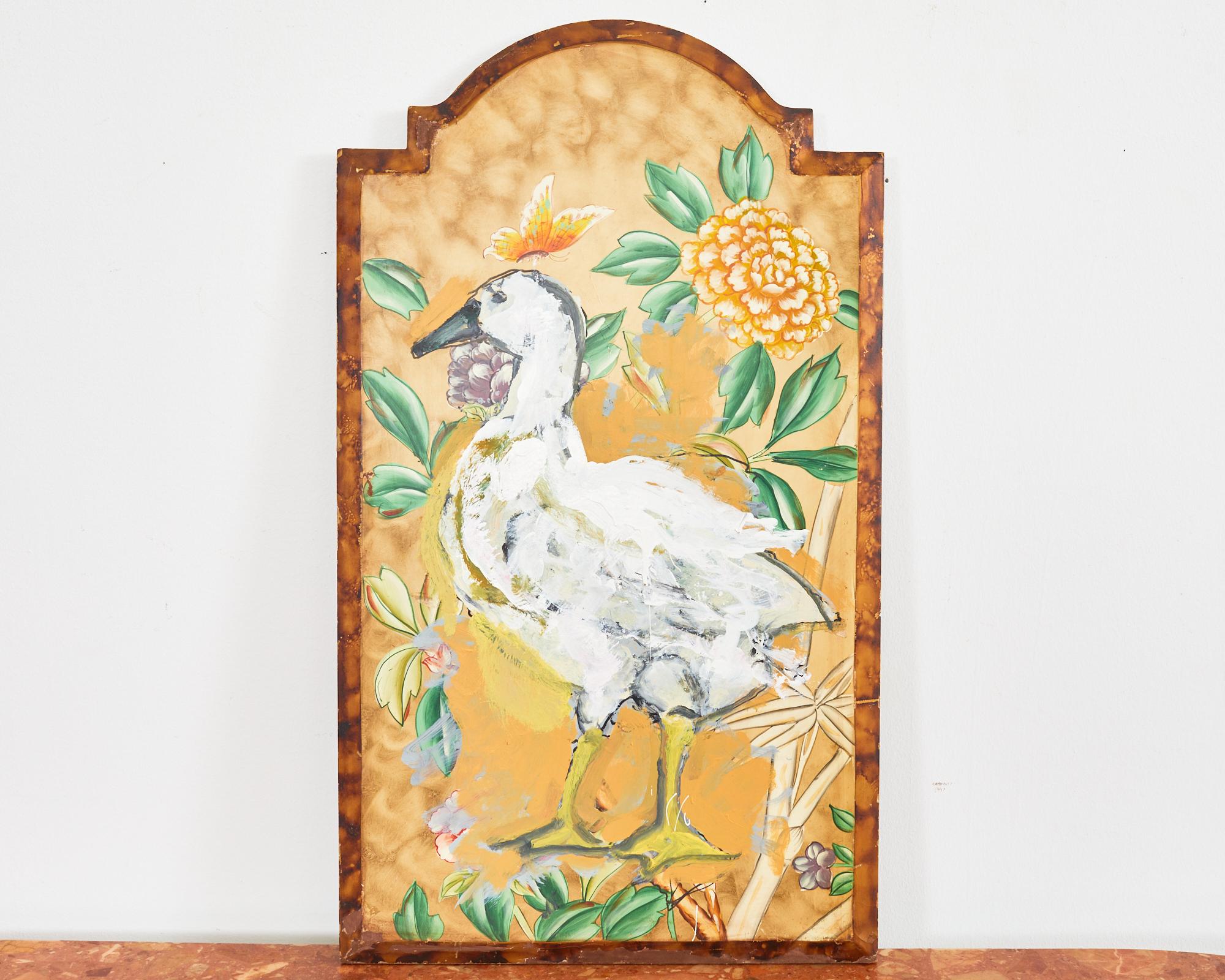 Laqué Paire de peintures de canards à panneaux laqués de l'artiste Ira Yeager en vente
