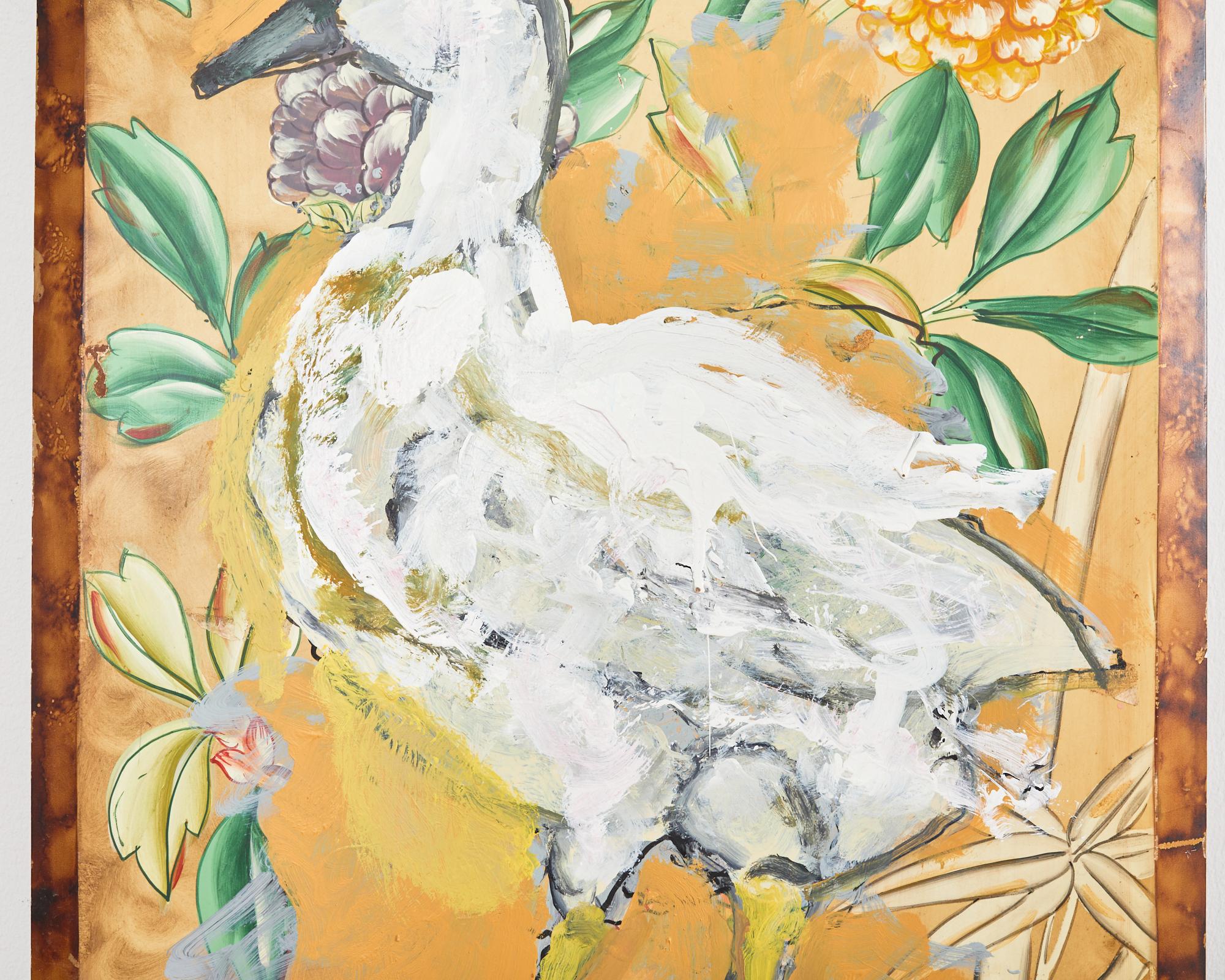 20ième siècle Paire de peintures de canards à panneaux laqués de l'artiste Ira Yeager en vente