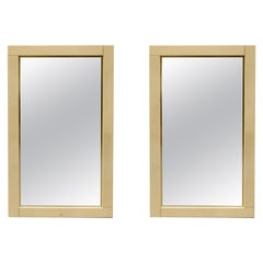 Pair of Lacquered Parchment Modernist Mirrors