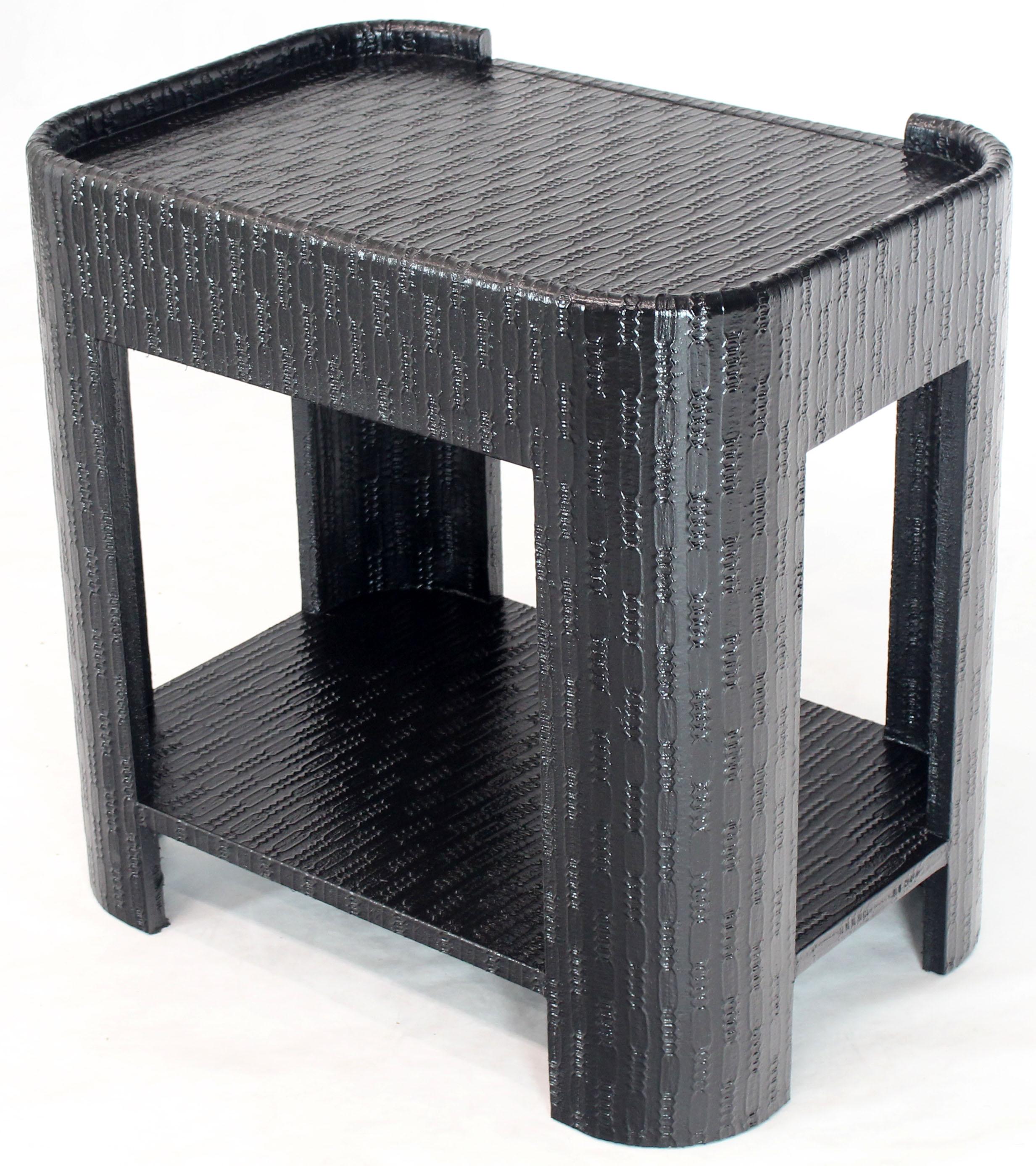 Pair of Lacquered Raffia Cloth Covered Stands End Occasional Tables Springer For Sale 4