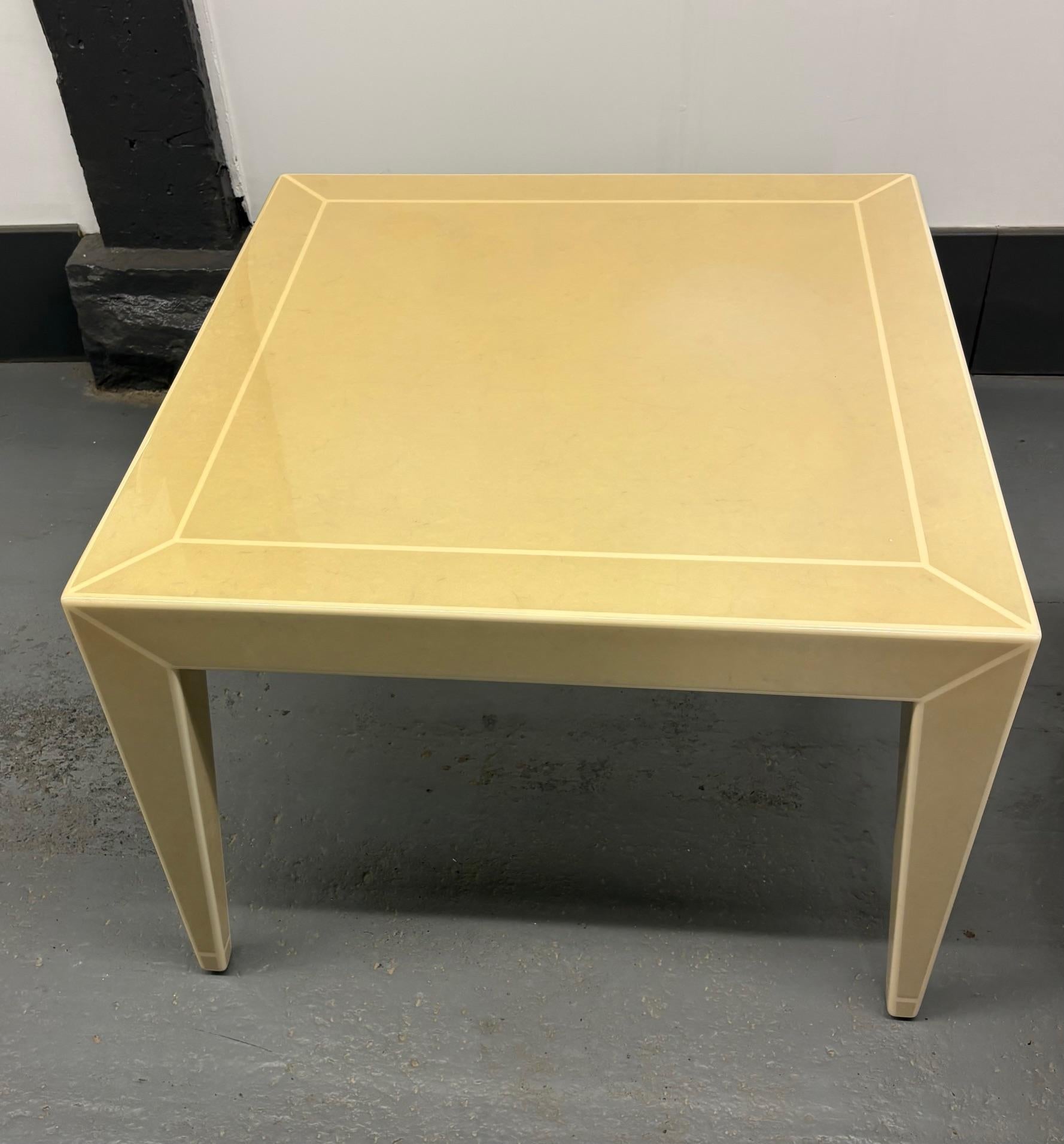 Pair of lacquered Shagreen Side Tables by Karl Springer In Good Condition For Sale In Montreal, QC