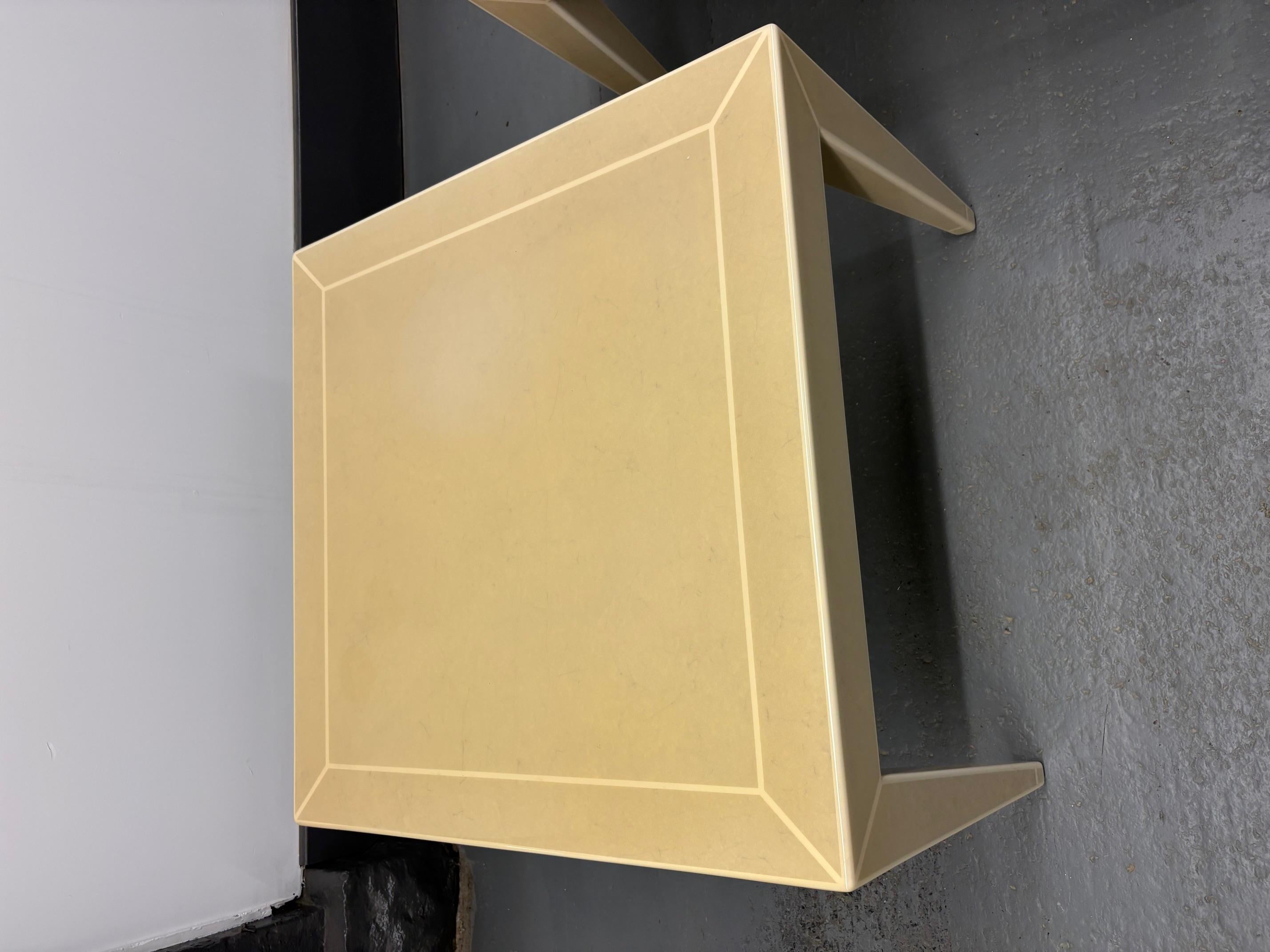 Parchment Paper Pair of lacquered Shagreen Side Tables by Karl Springer For Sale