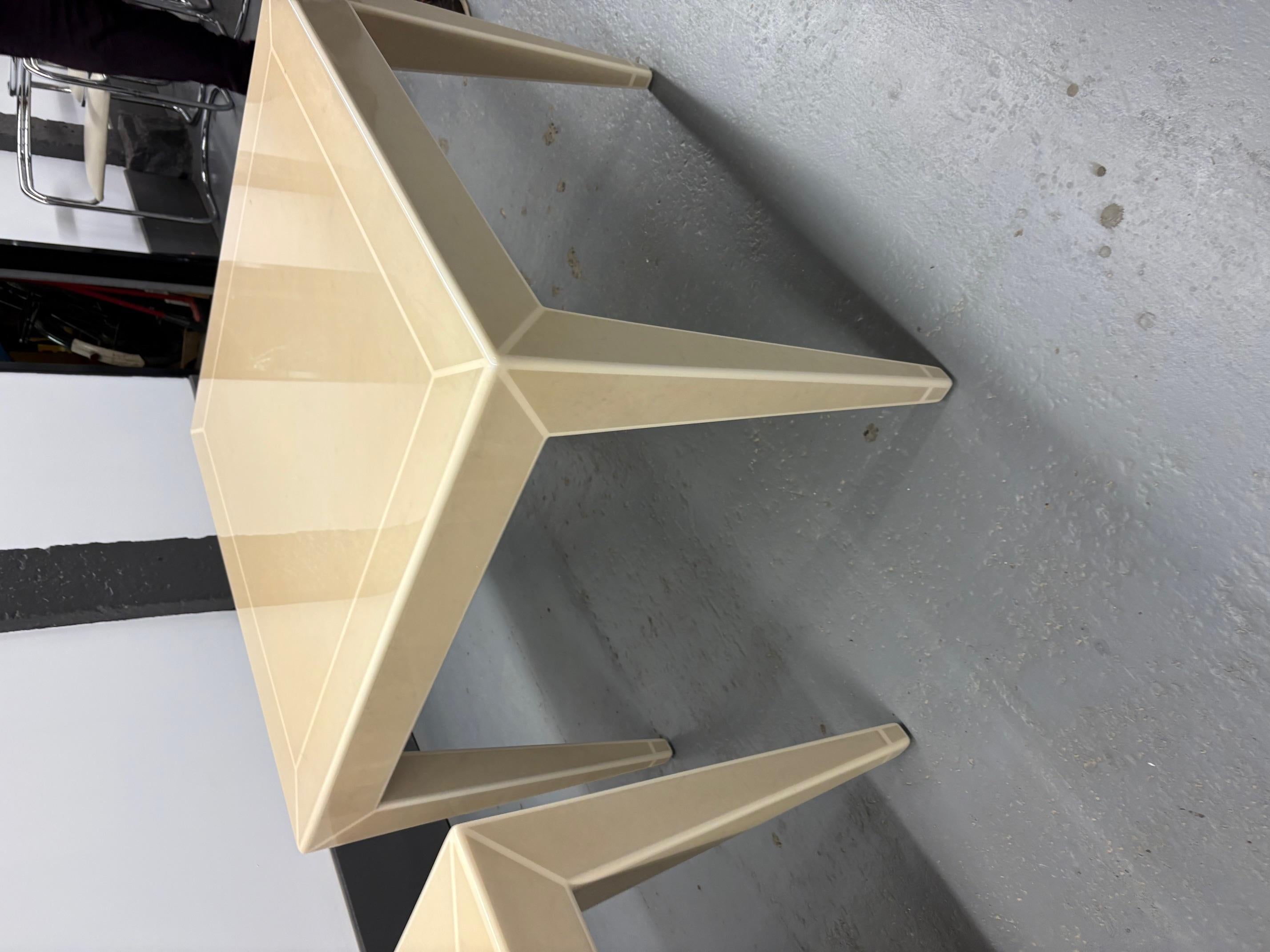 Pair of lacquered Shagreen Side Tables by Karl Springer For Sale 1