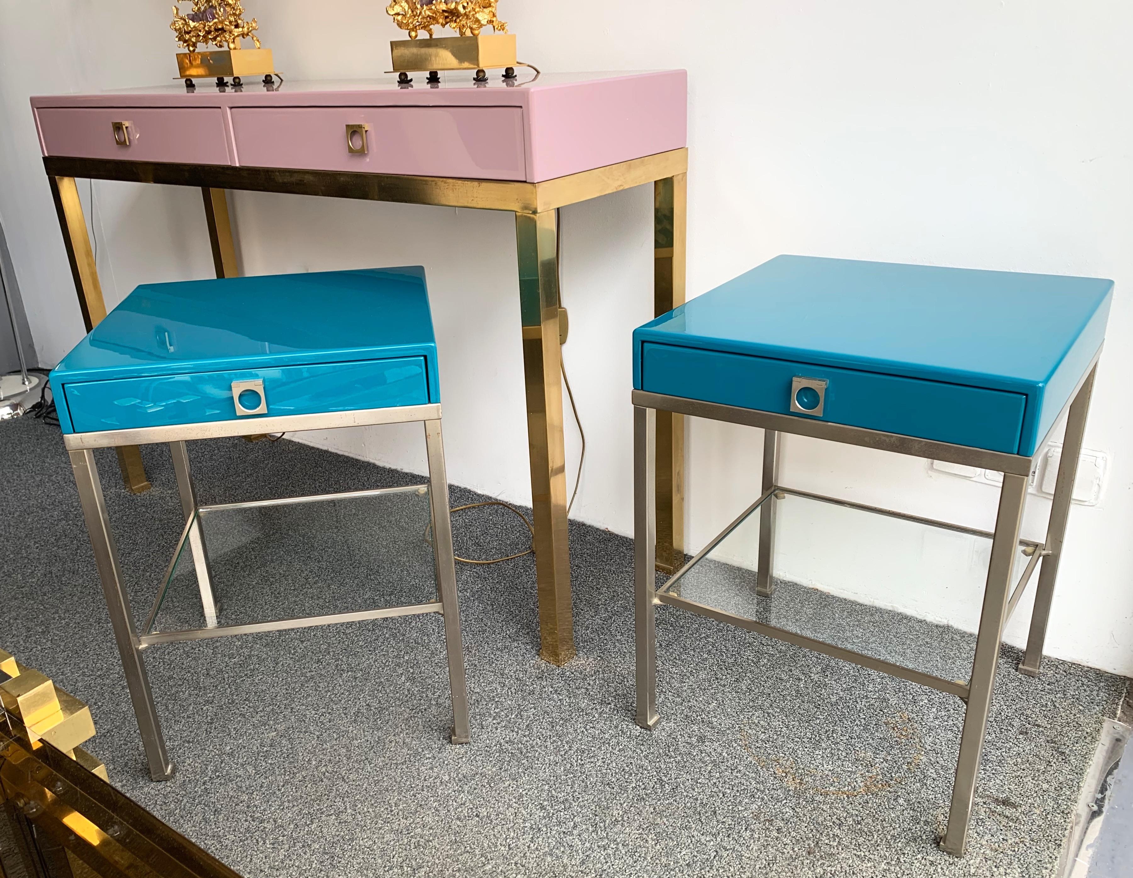 Pair of Lacquered Side Tables by Guy Lefevre. France, 1970s 1