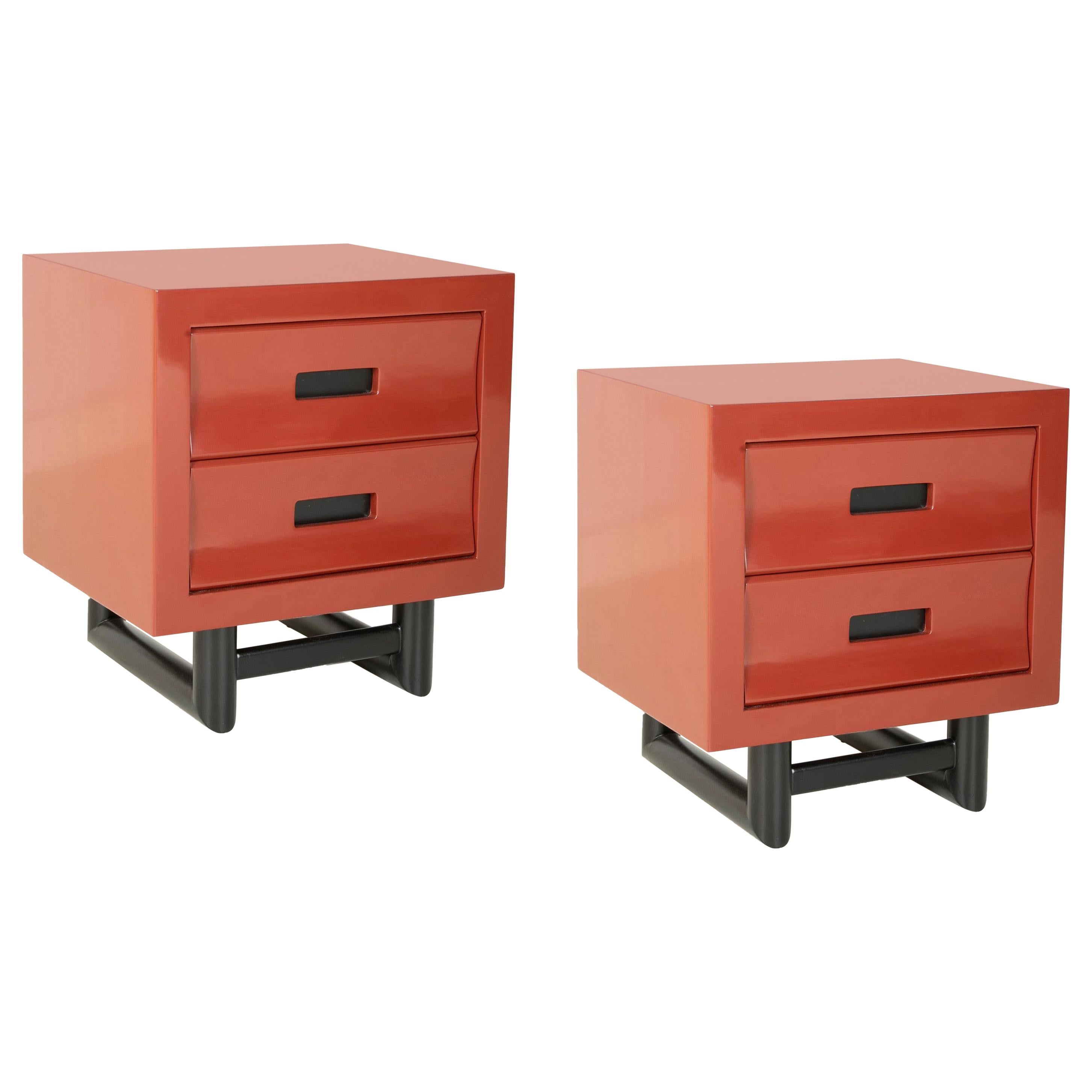 Pair of Lacquered Side Tables in the Manner of Jay Spectre