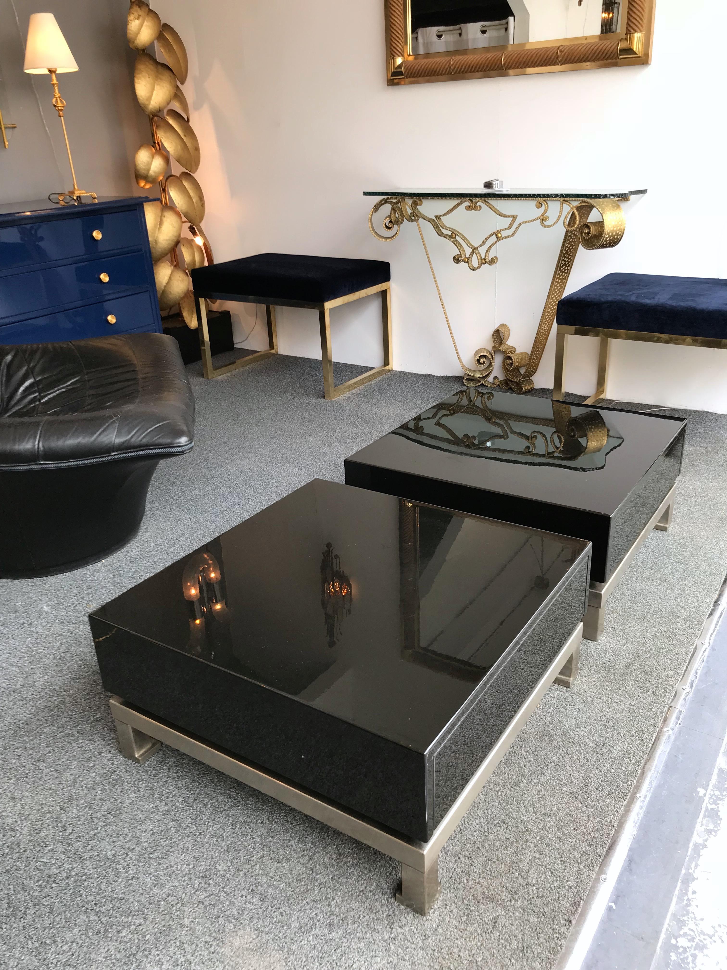 Pair of Lacquered Tables by Guy Lefevre for Maison Jansen, France, 1970s In Good Condition In SAINT-OUEN, FR