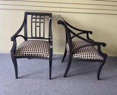 Pair of Lacquered Wood and Fabric Armchairs by Pietro Costantini