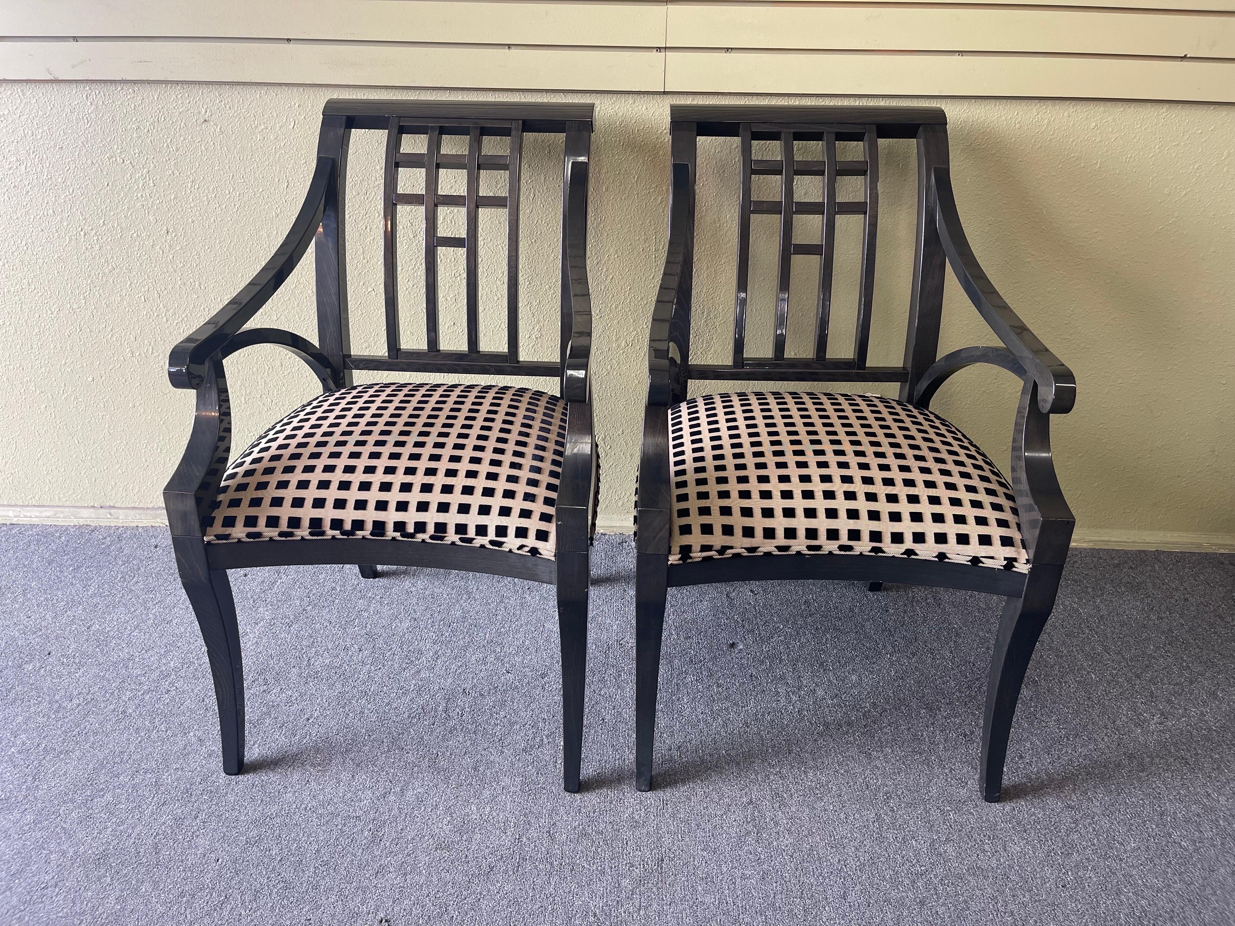 Pair of Lacquered Wood and Fabric Armchairs by Pietro Costantini In Good Condition For Sale In San Diego, CA