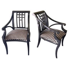 Pair of Lacquered Wood and Fabric Armchairs by Pietro Costantini