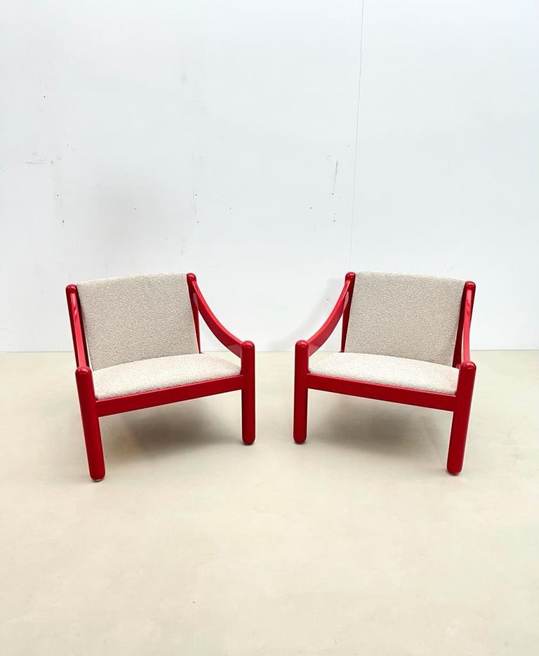 Pair of Lacquered Wood Armchairs Model 