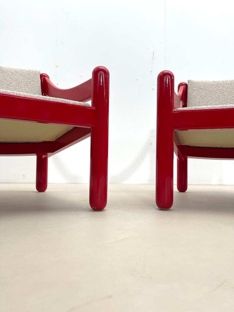 Pair of Lacquered Wood Armchairs Model 