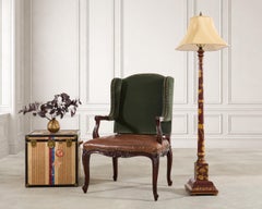 Pair of Lacquered Wood Chinoiserie Gilt Decorated Floor Lamps