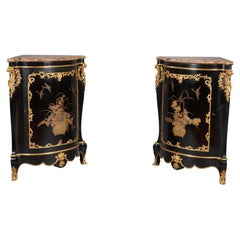 Pareja de Encofrados de Madera Lacada, por A.E. Beurdeley, Francia, hacia 1890