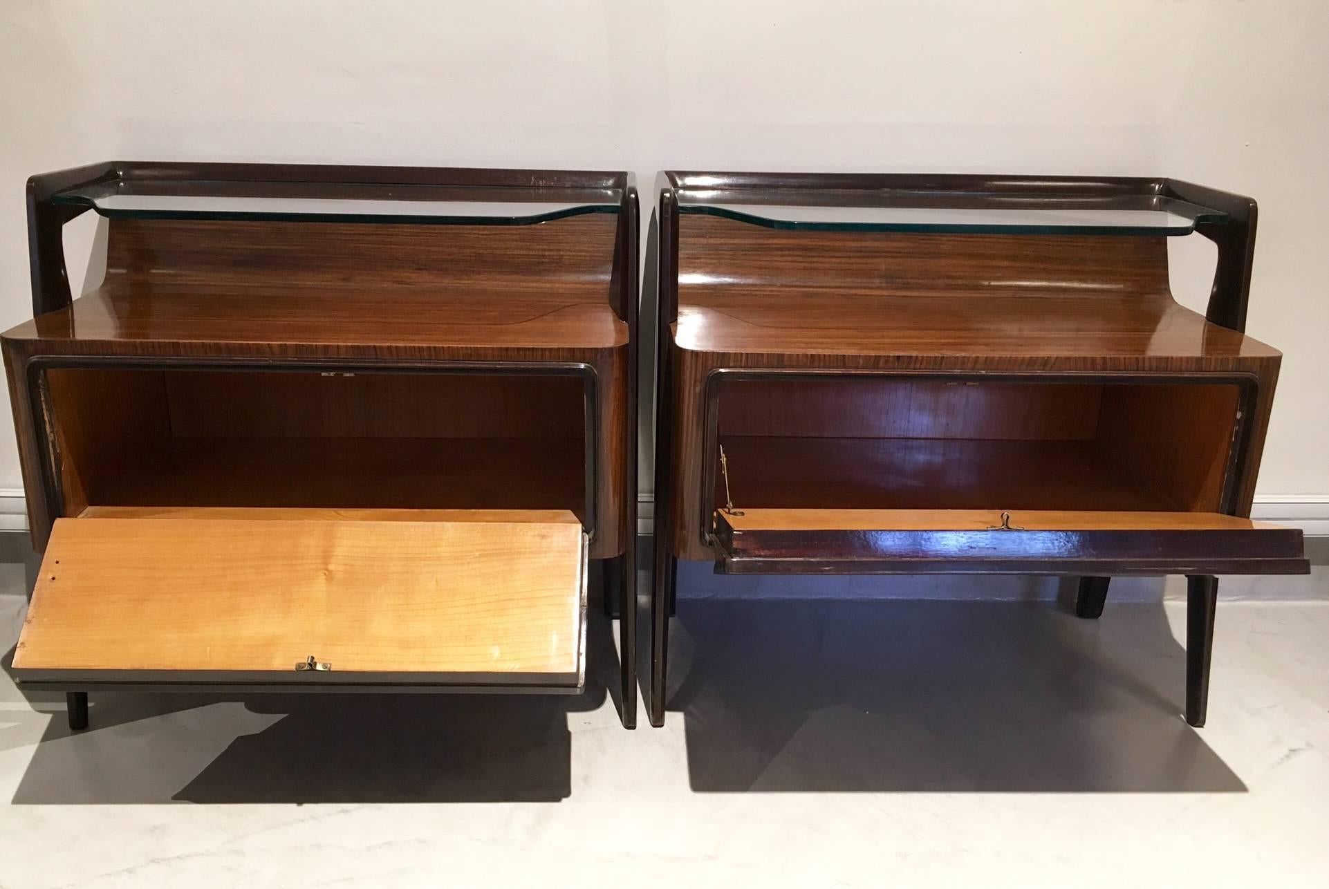 Kingwood Pair of Lacquered Wood Side Tables Attributed to Paolo Buffa