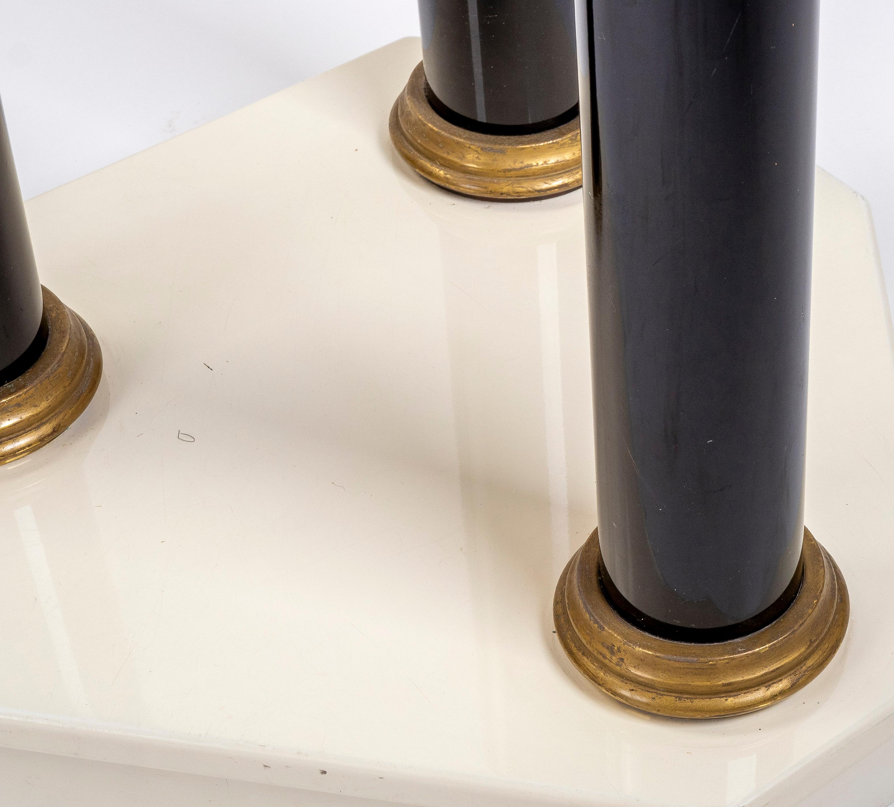 Pair of Lacquered Wood Table Legs with Bronze Columns and Bases For Sale 4