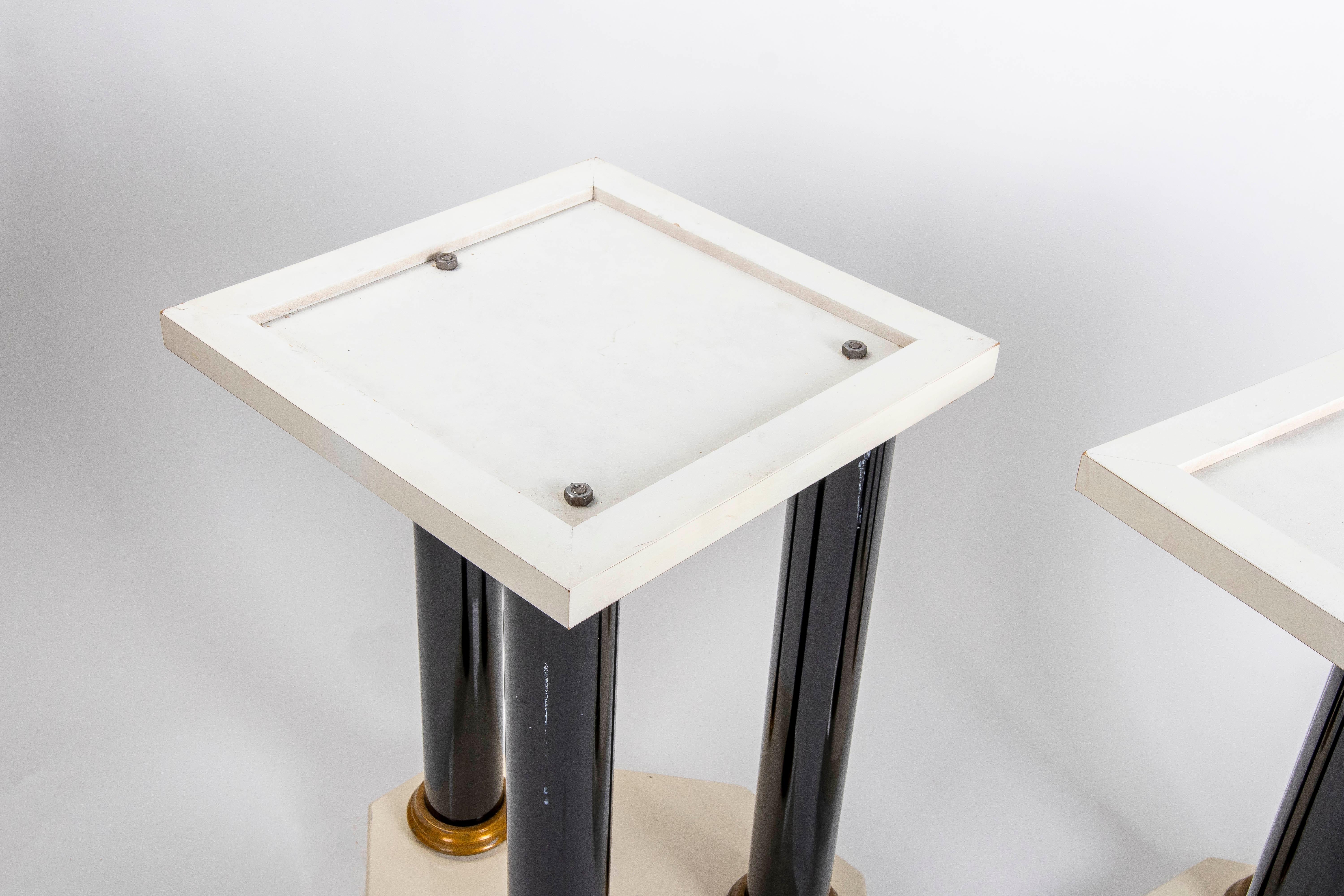 Pair of Lacquered Wood Table Legs with Bronze Columns and Bases For Sale 10