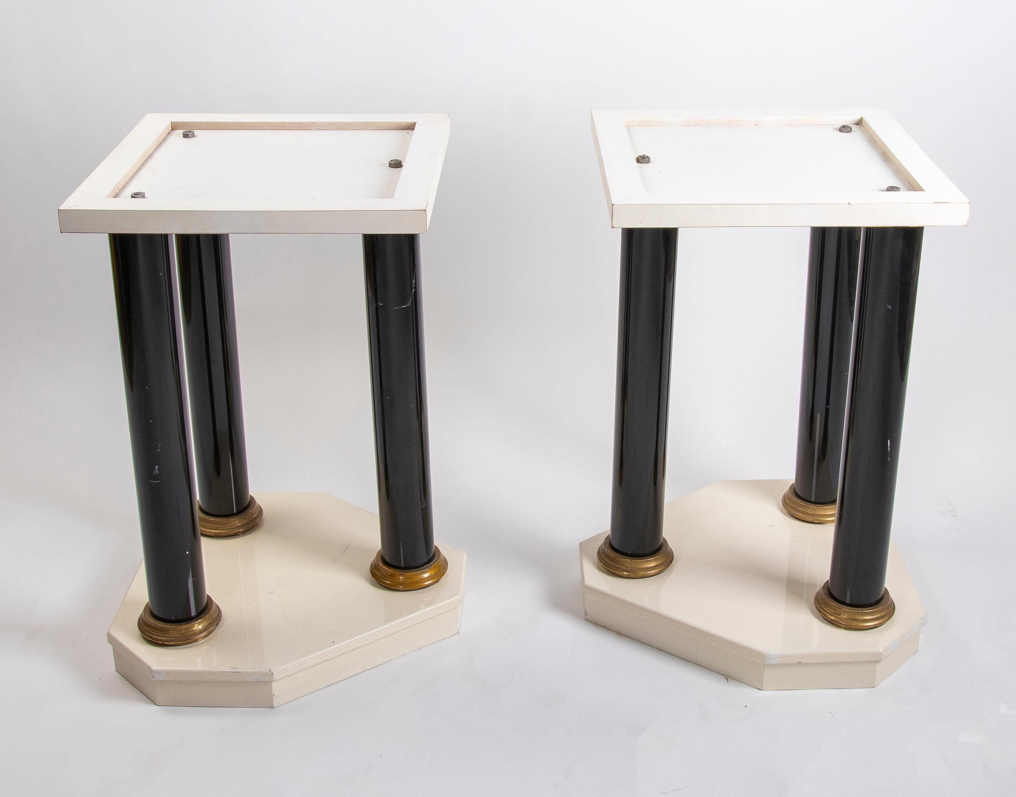Pair of Lacquered Wood Table Legs with Bronze Columns and Bases For Sale 11