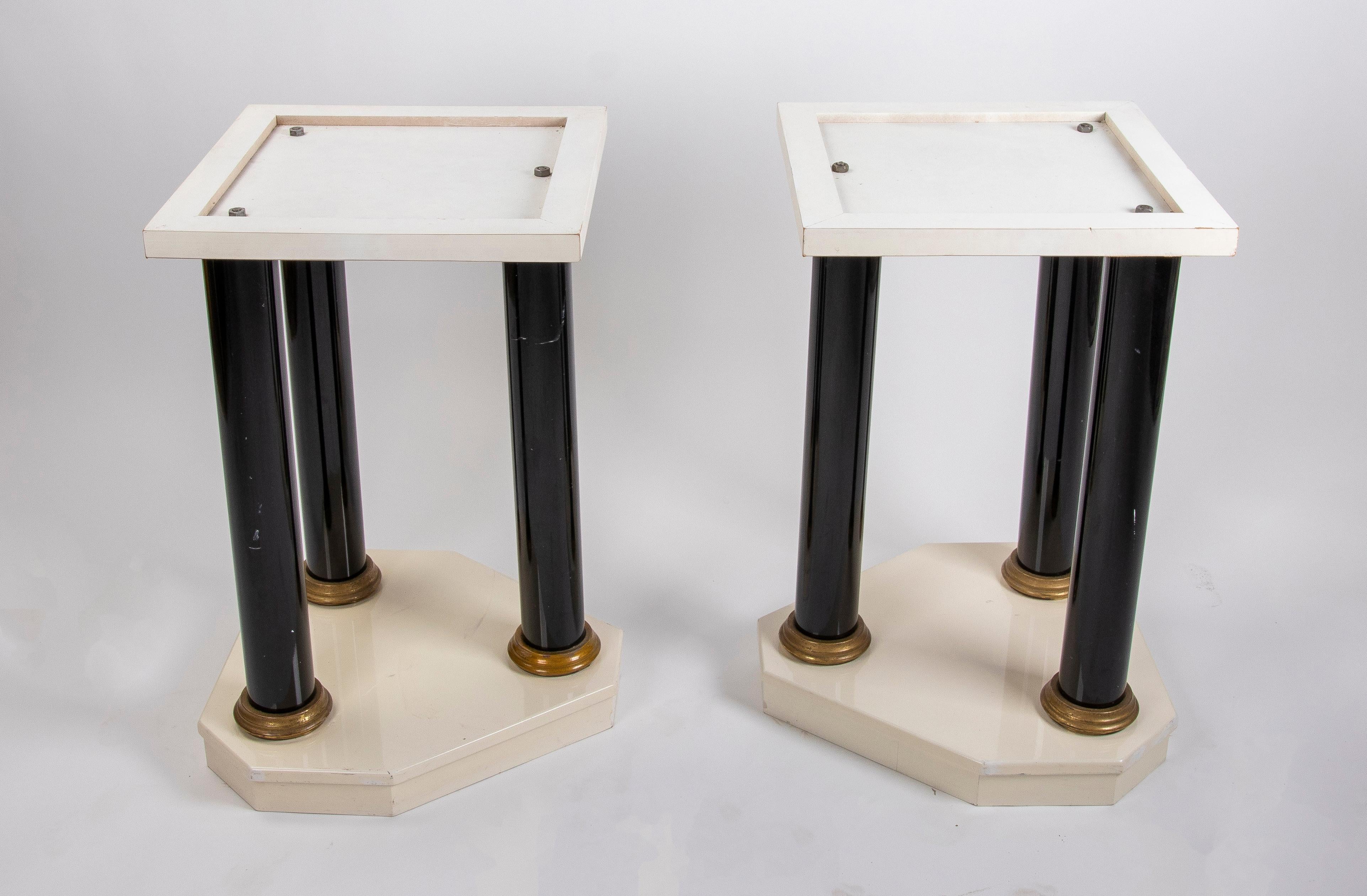 Pair of Lacquered Wood Table Legs with Bronze Columns and Bases For Sale 12