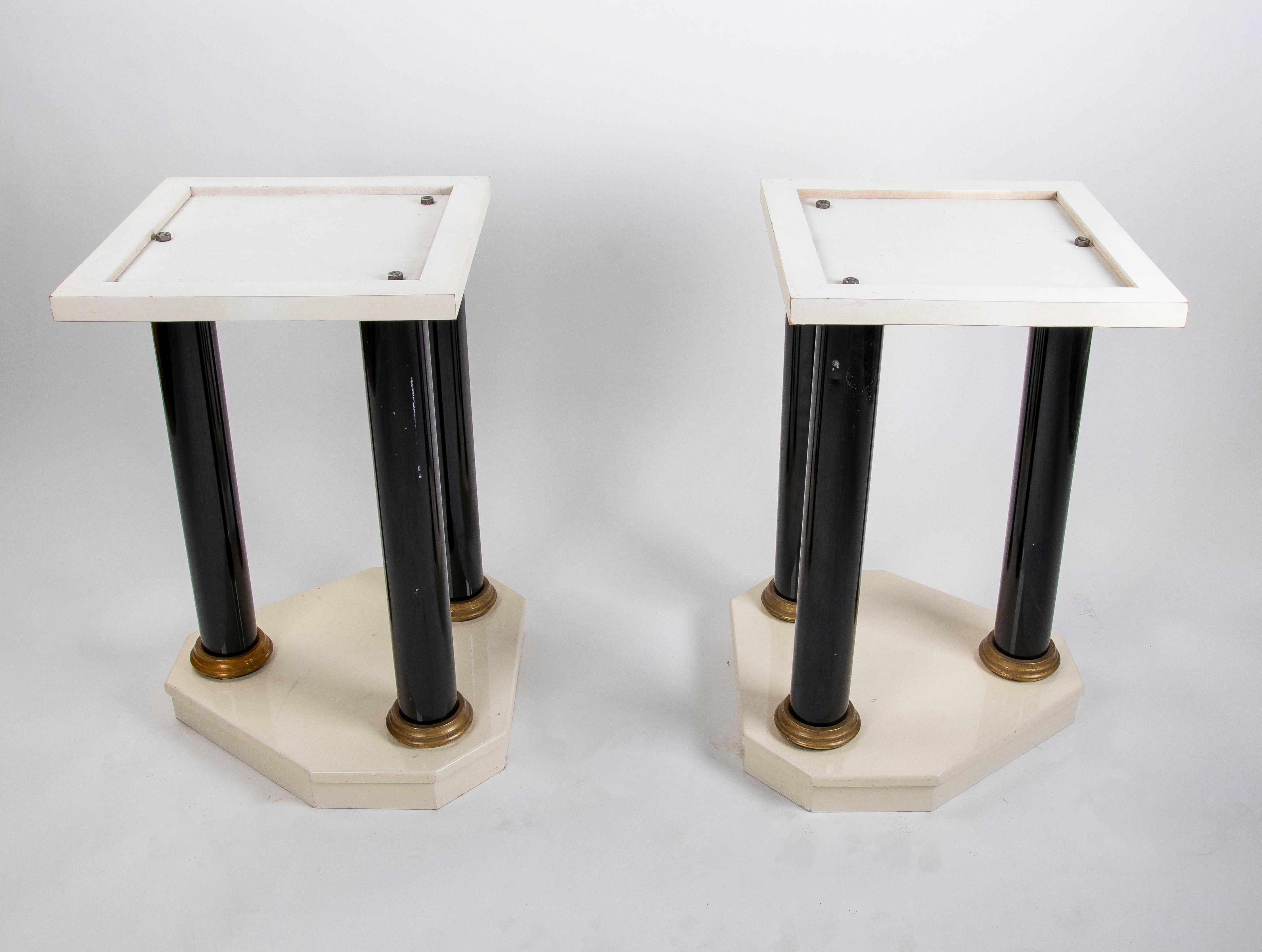 Pair of Lacquered Wood Table Legs with Bronze Columns and Bases For Sale 13