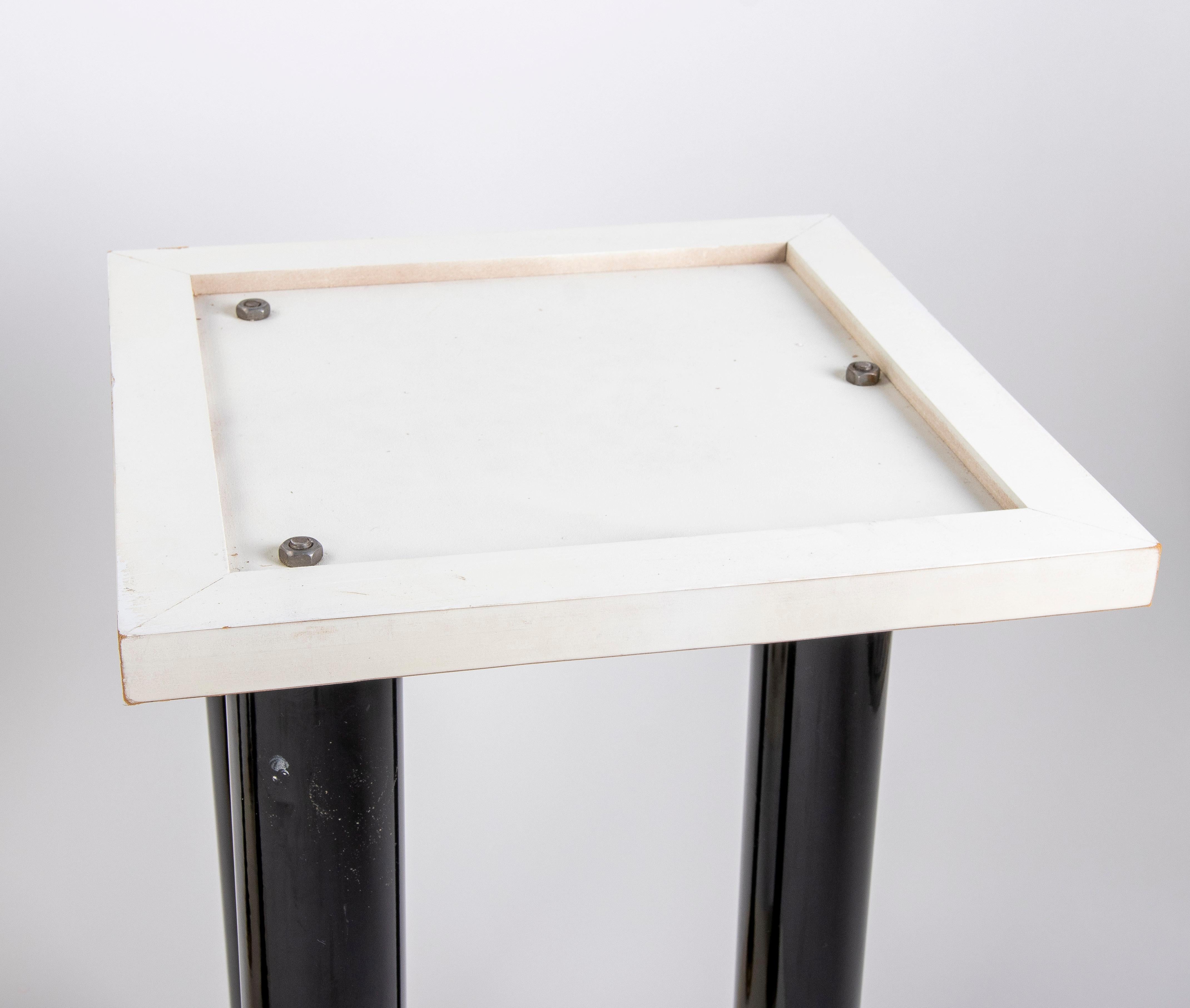 Plywood Pair of Lacquered Wood Table Legs with Bronze Columns and Bases For Sale