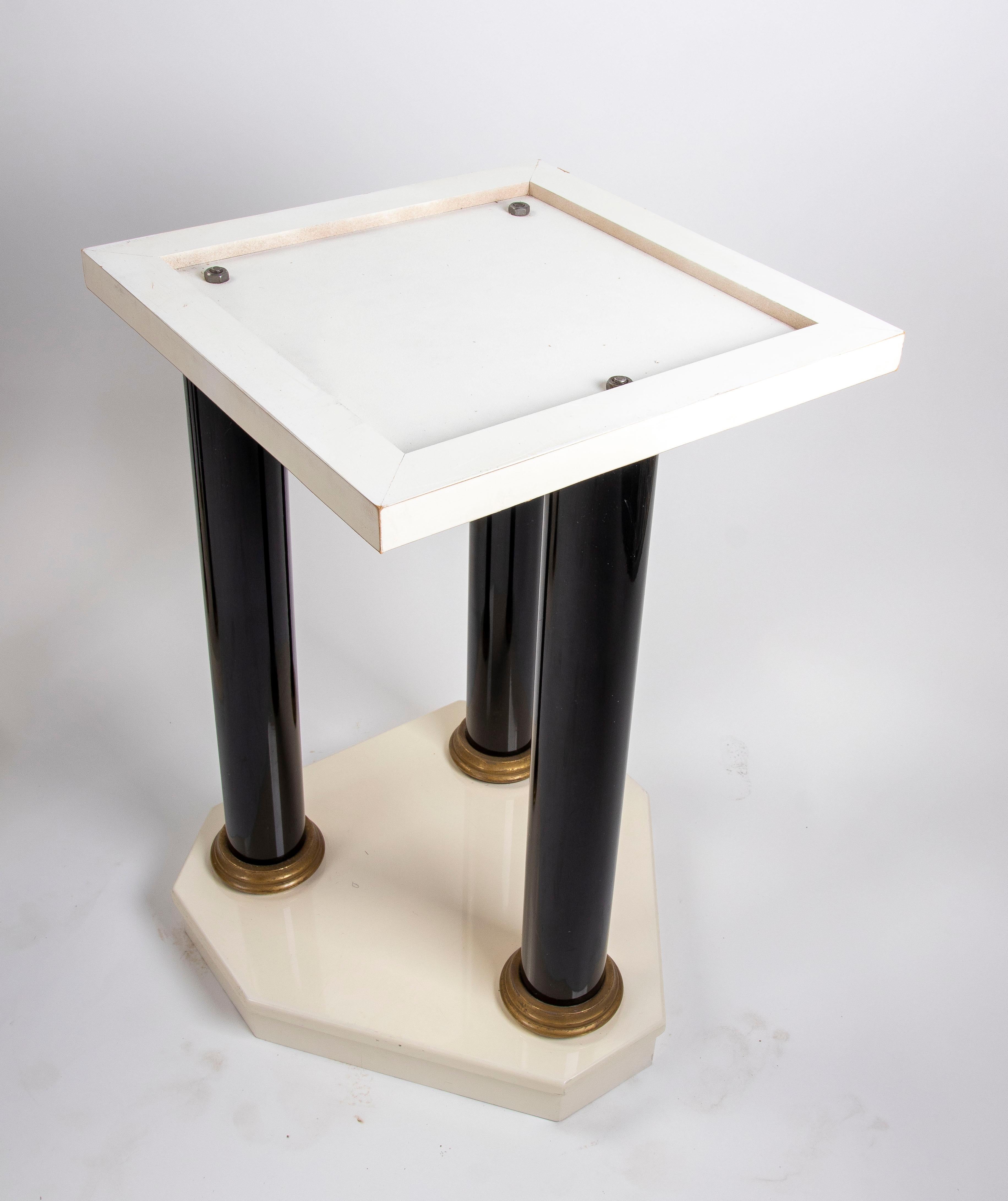 Pair of Lacquered Wood Table Legs with Bronze Columns and Bases For Sale 2