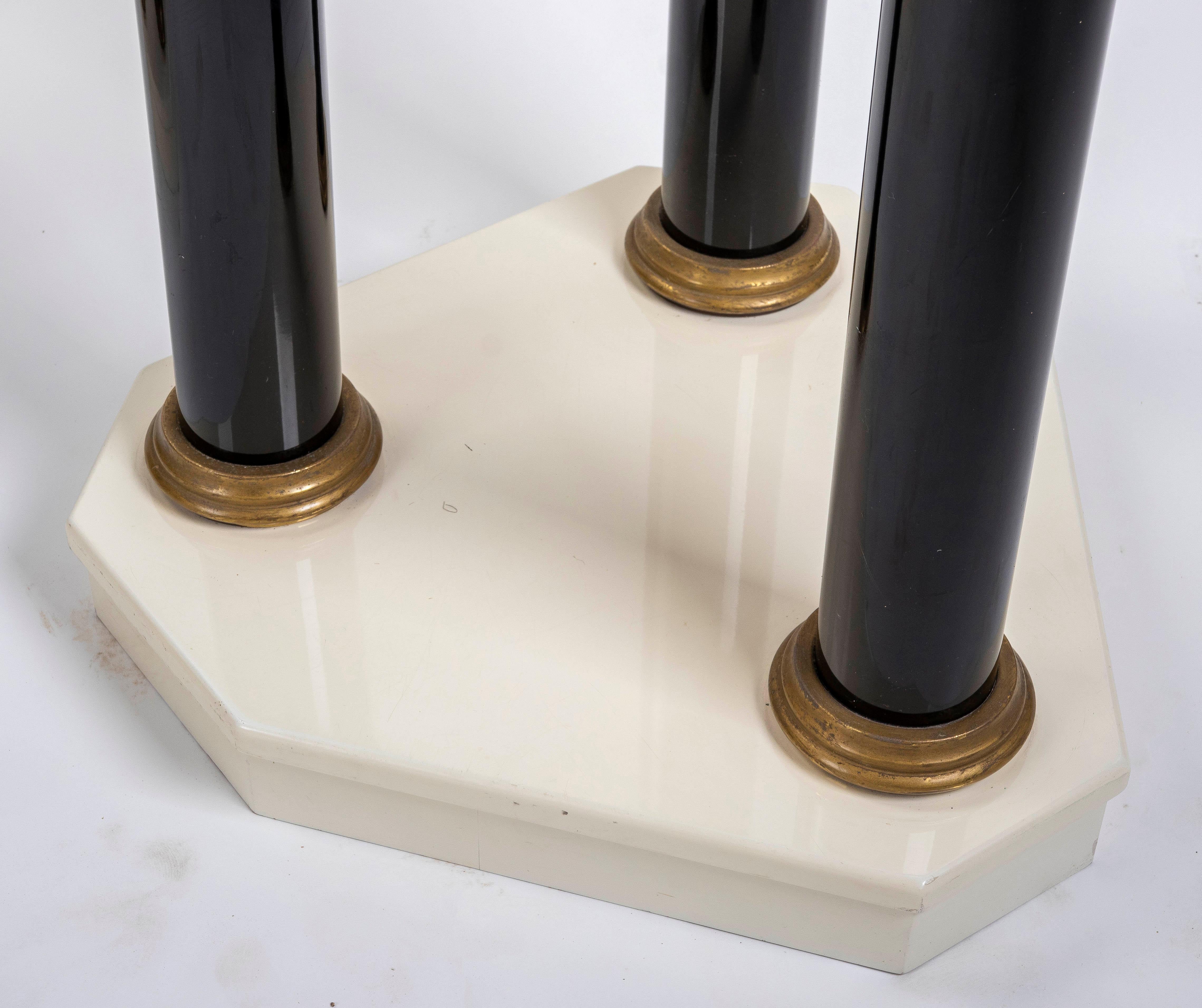 Pair of Lacquered Wood Table Legs with Bronze Columns and Bases For Sale 3