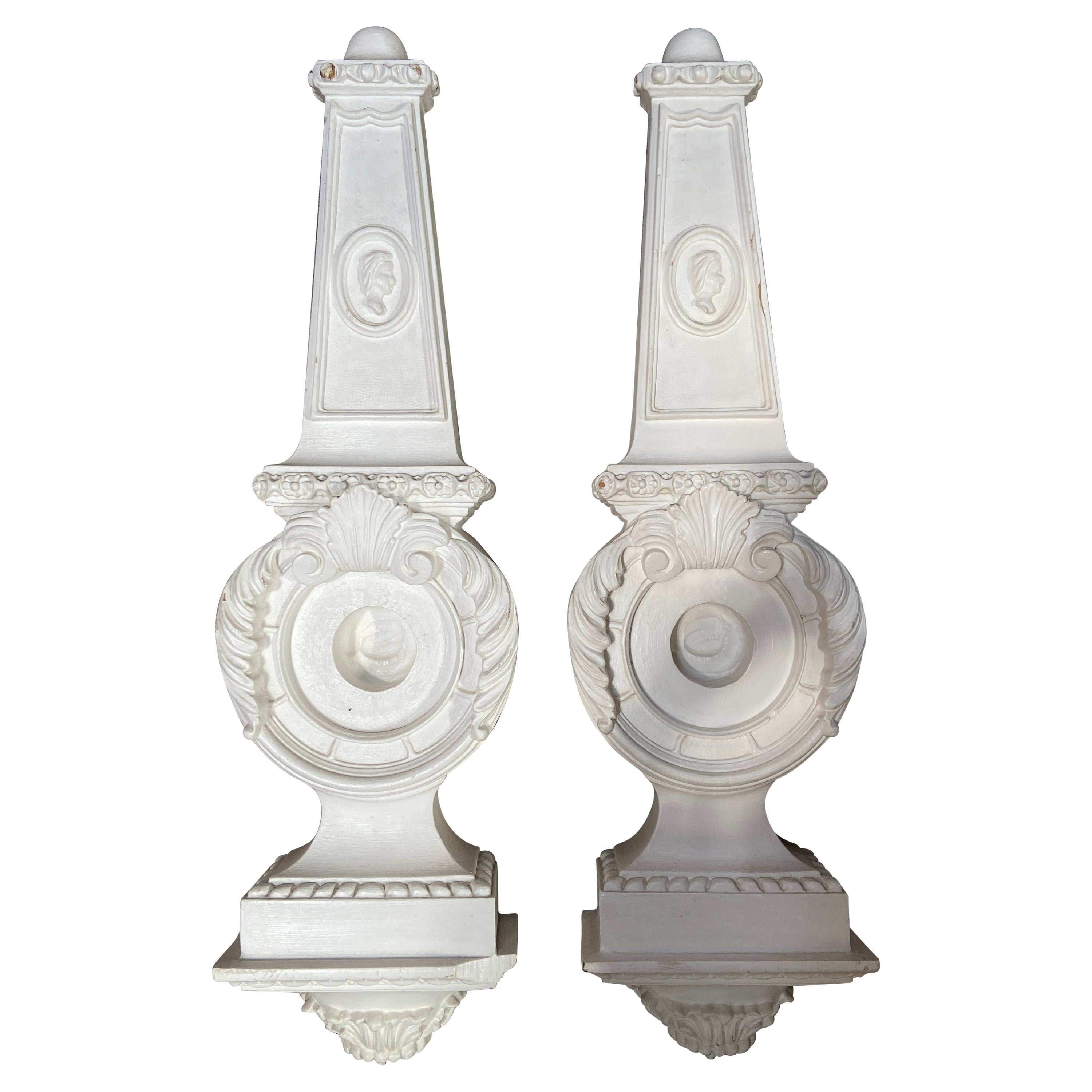 Pair of Lacquered Wooden Wall Ornaments from the Beginning of 20th Century