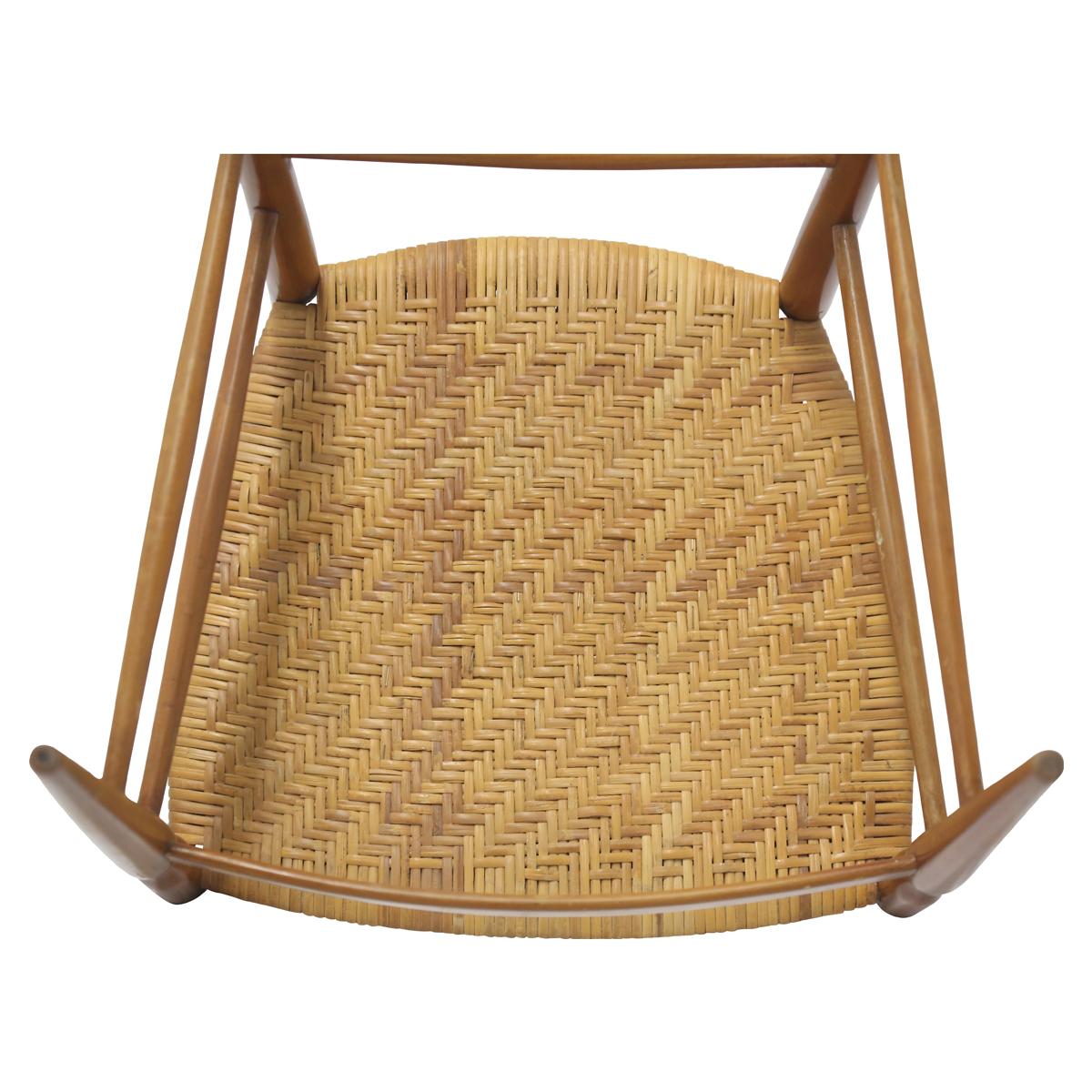 Pair of Ladder Back Chairs with Woven Rattan Seats in the Manner of Gio Ponti 1