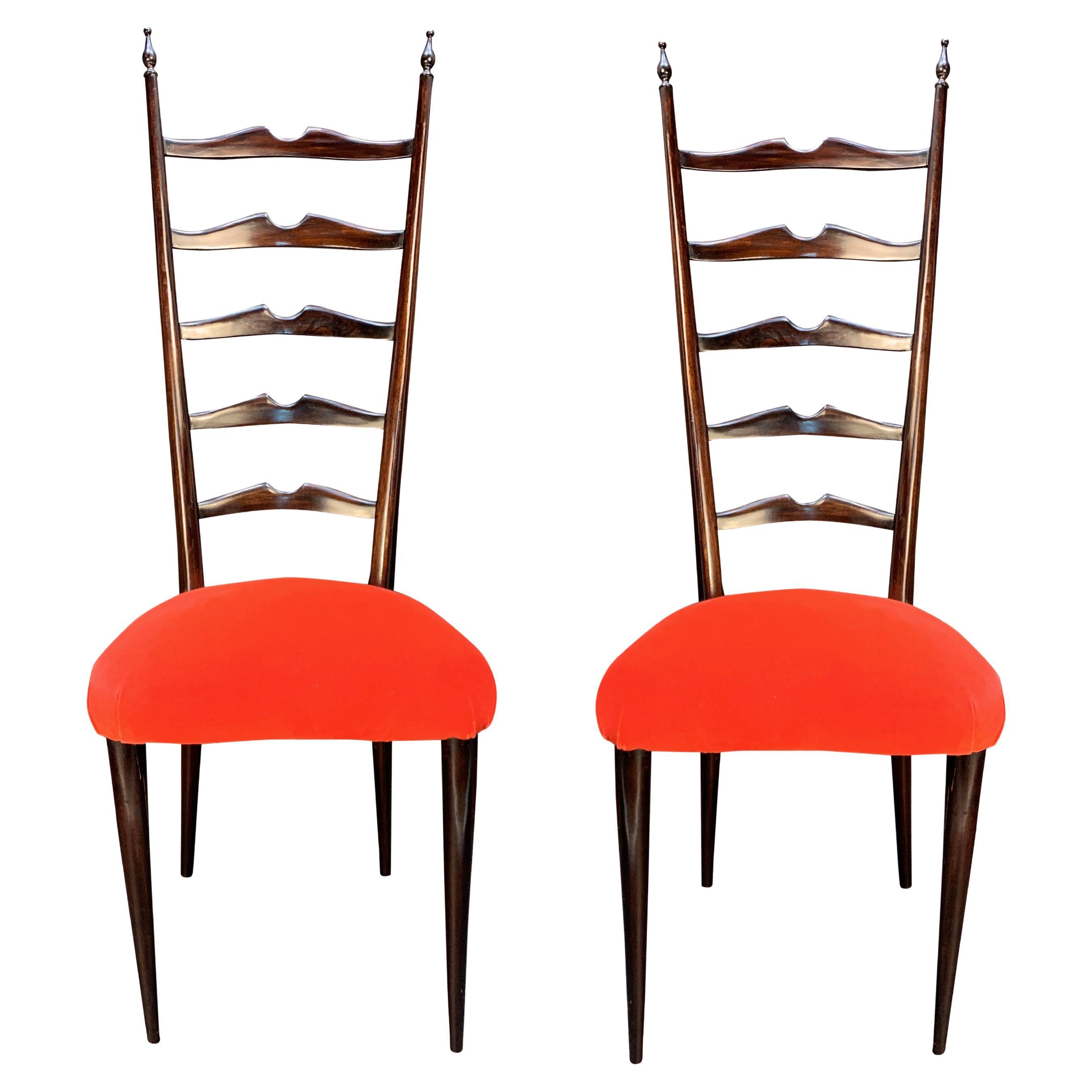 Pair Of Ladder Back Hall CHairs By Paolo Buffa For Sale