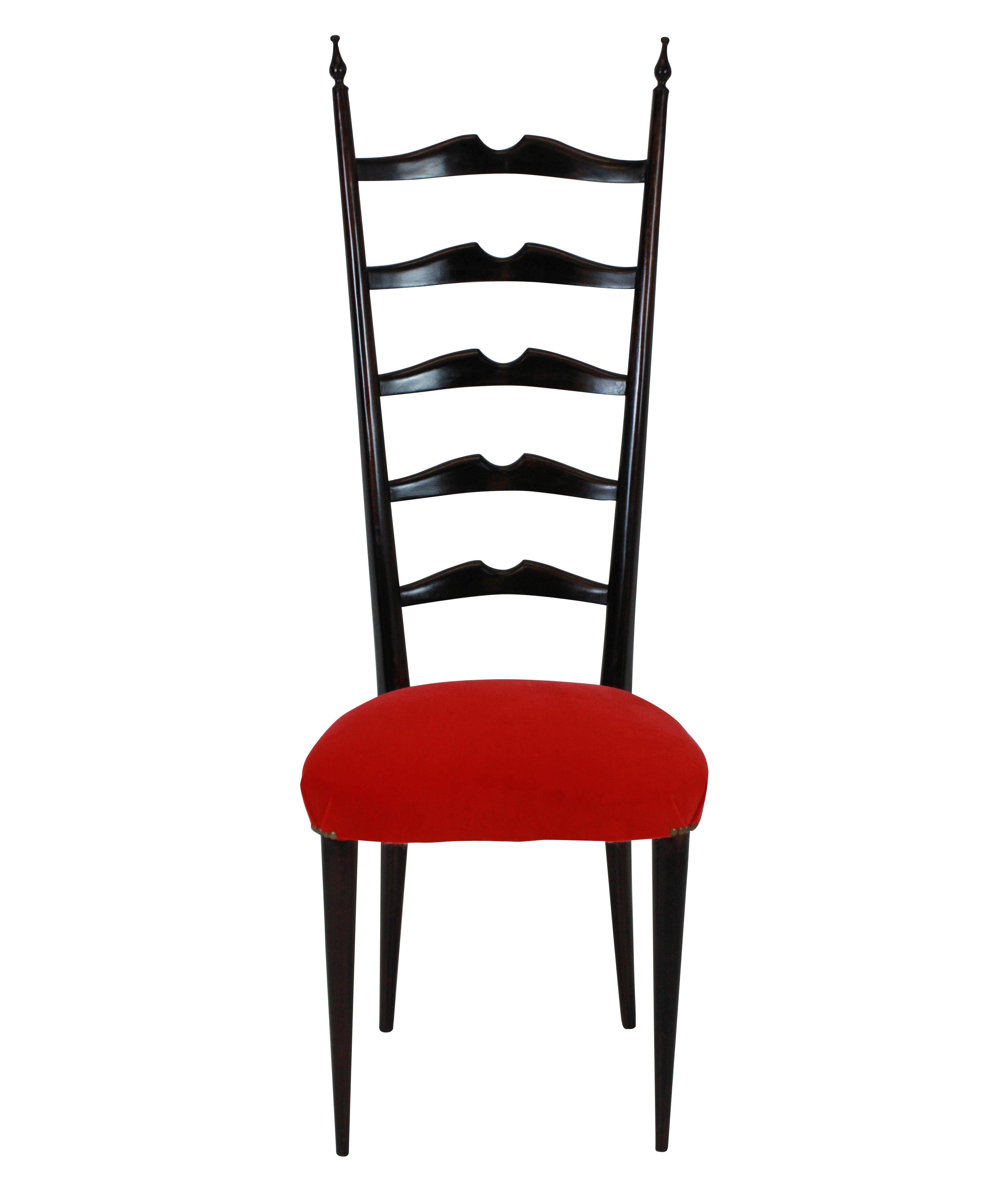 Italian Pair of Ladder Back Paolo Buffa Style Chairs