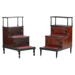 Pair of 'ladder' bedside tables in Noble Wood - 19th century