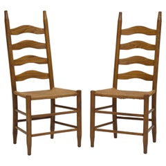 Vintage Pair of Ladderback Chairs in the style of Charlotte Perriand