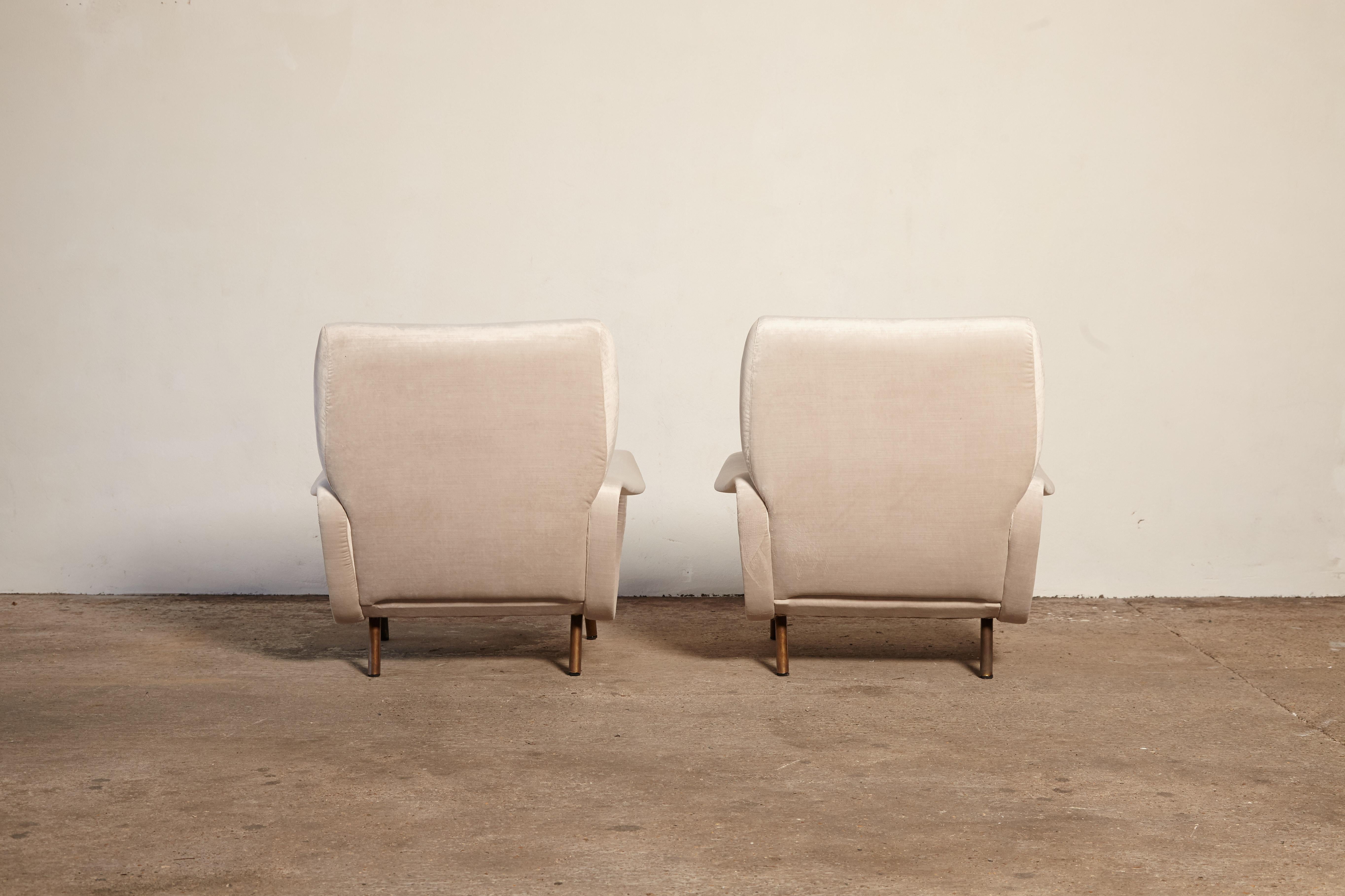 Brass Pair of Lady Chairs Designed by Marco Zanuso, Italy