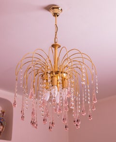 Paar Lady Pink, Murano-Kronleuchter, 1970er-Jahre
