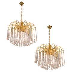 Pair of Lady White, Murano Chandelier White Drops, 1970s