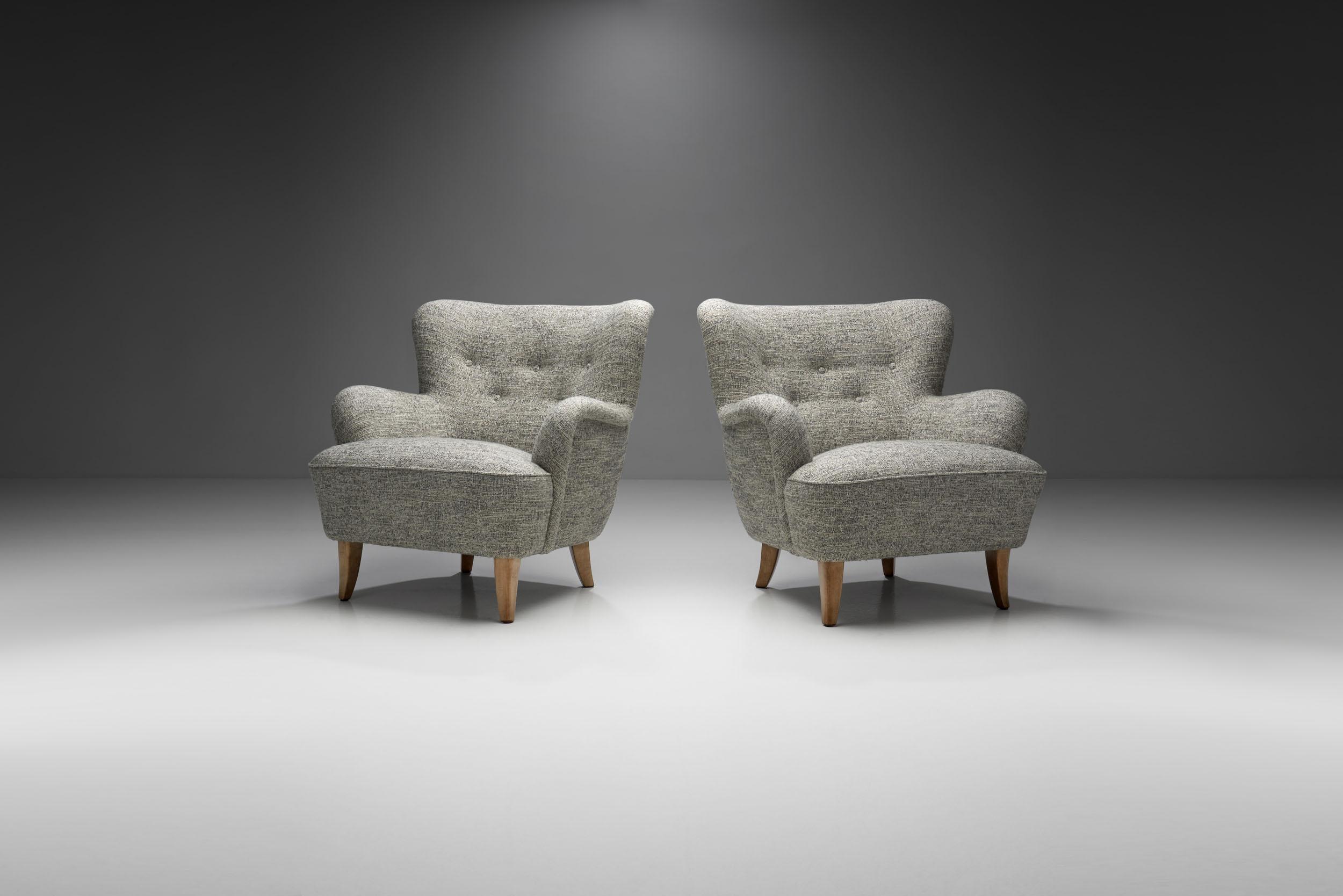 Finnish Pair of “Laila” Armchairs by Ilmari Lappalainen for Asko, Finland, 1948 For Sale