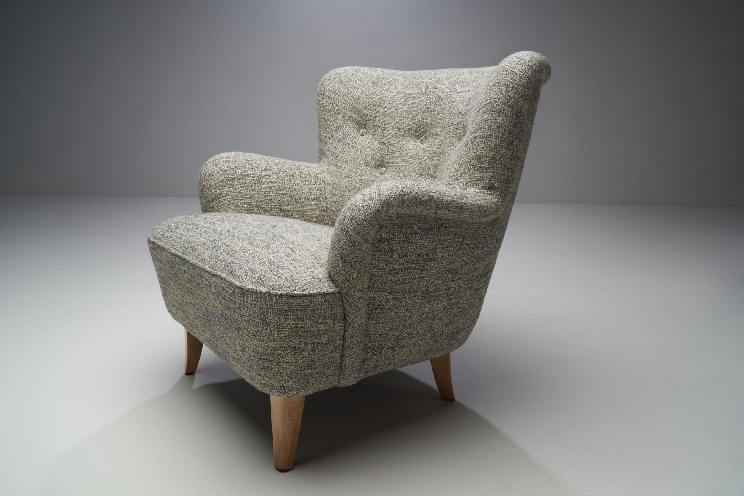 Paar Laila-Sessel von Ilmari Lappalainen für Asko, Finnland 1948 (Stoff) im Angebot