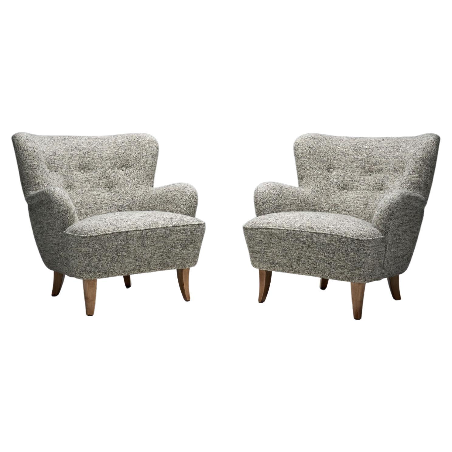 Pair of “Laila” Armchairs by Ilmari Lappalainen for Asko, Finland, 1948 For Sale