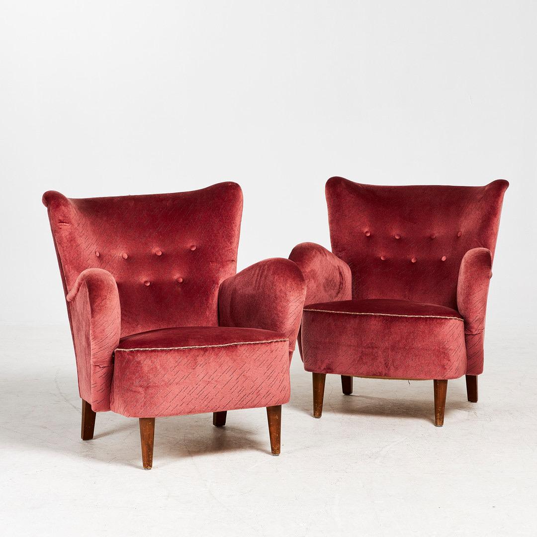 Finnish Pair of Laila Lounge Chairs by Ilmari Lappalainen for ASKO, Finland 1950 For Sale